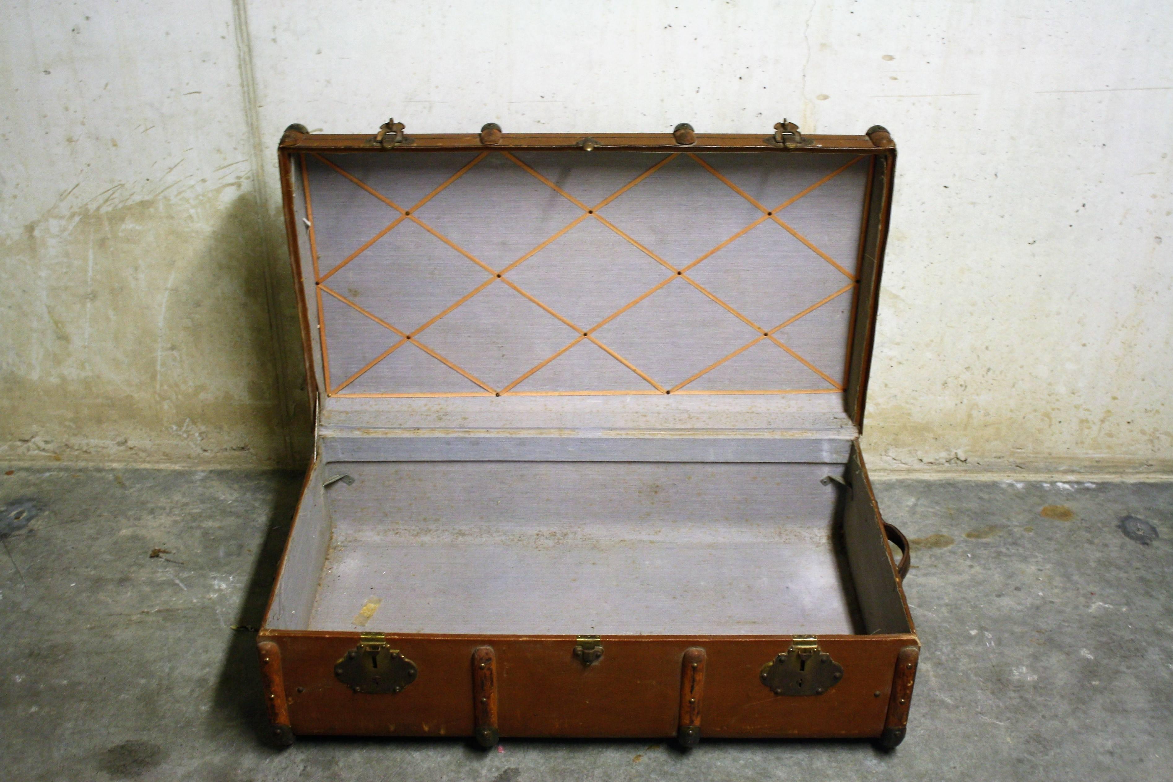 Beautiful vintage quality suitcase or travel trunk.

In the past when travelling was for the wealthy, these suitcases or travel trunks where used to store as much home goods and clothing as possible. They would be used for long journeys on a train