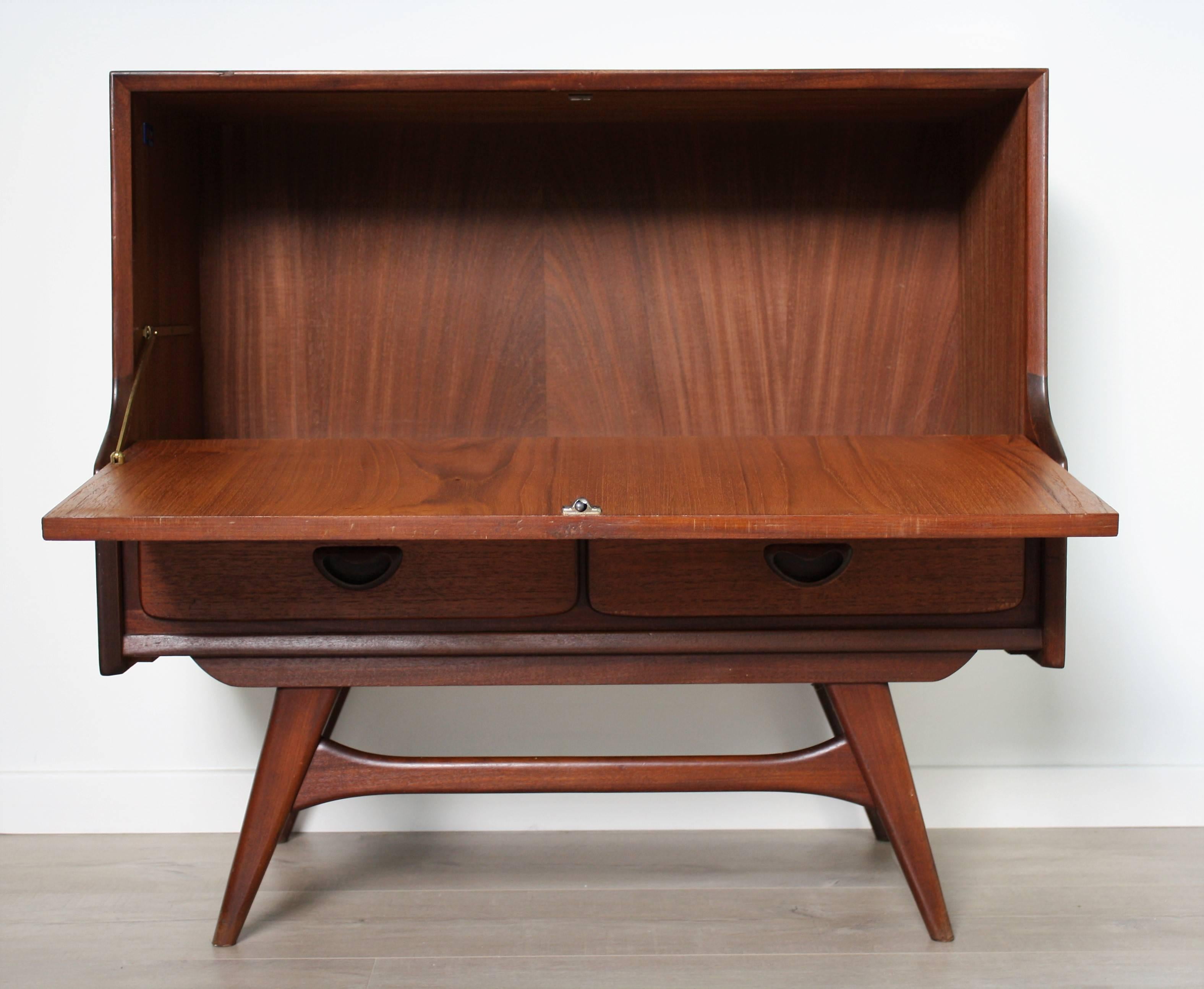 Mid-Century Modern Teak Wooden Bar Cabinet by Louis Van Teeffelen, 1960s For Sale