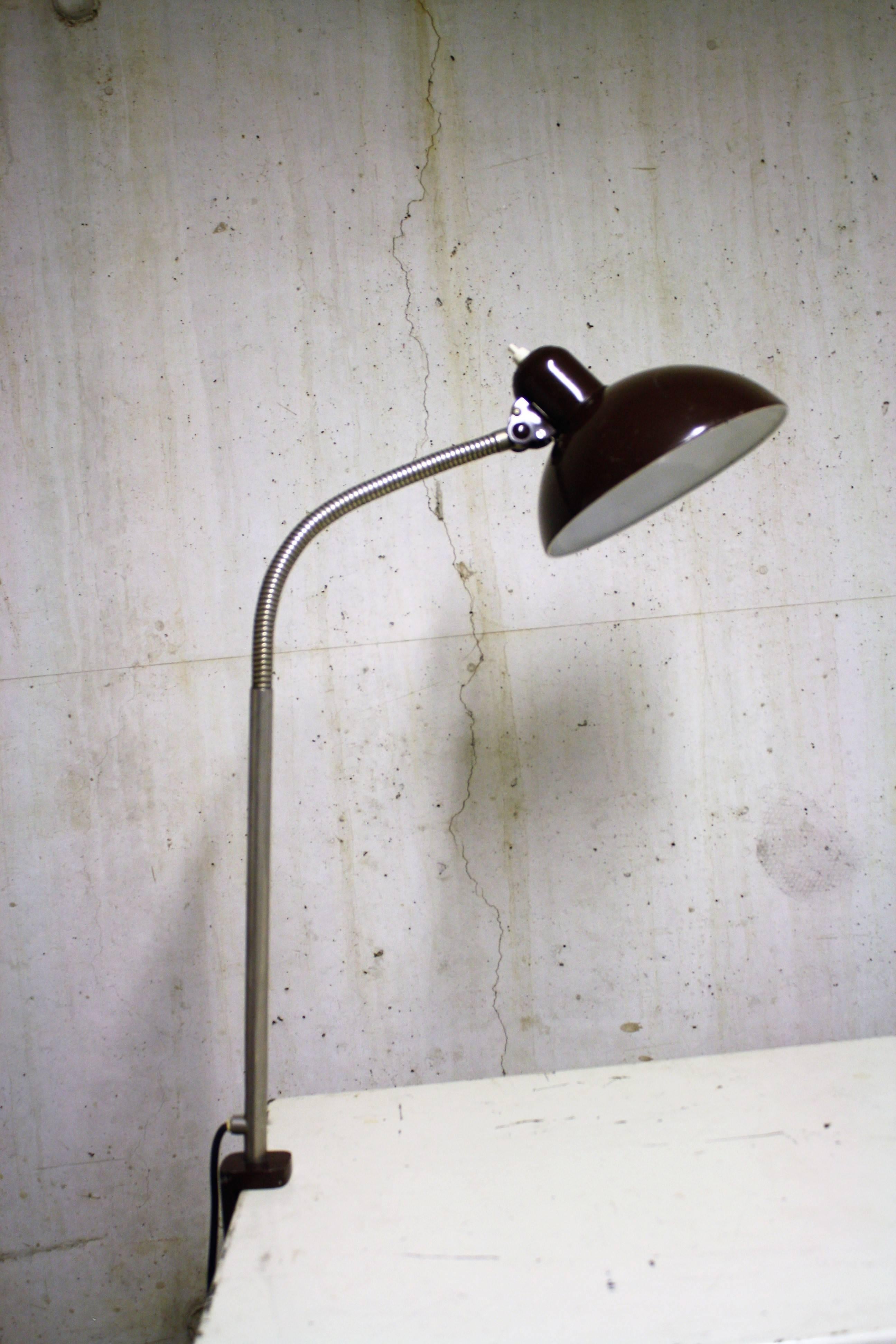 Industrial Kaiser Idell Adjustable Clamp Lamp, 1960s