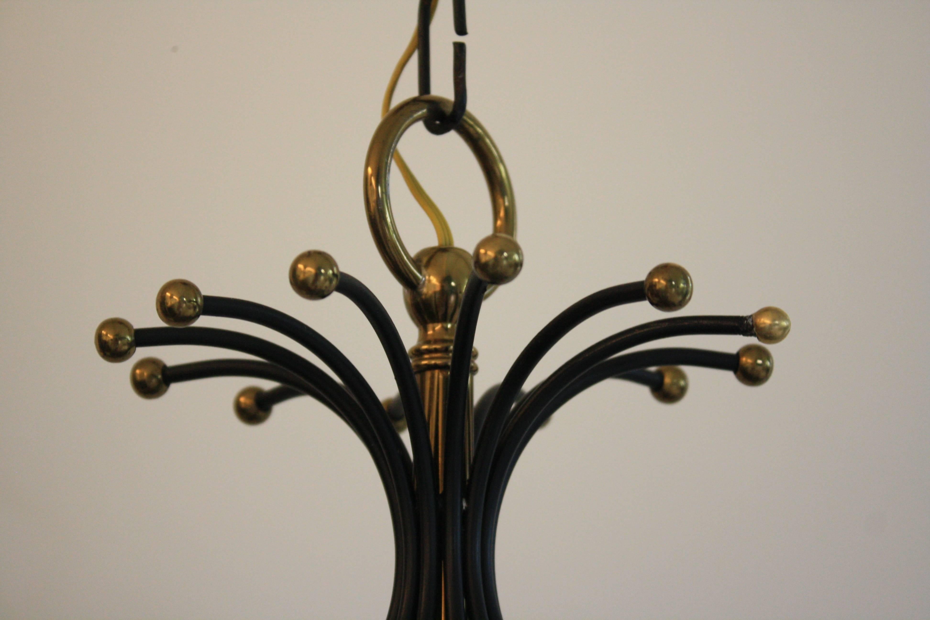 Mid-Century Italian Stilnovo Chandelier, 1950s For Sale 3