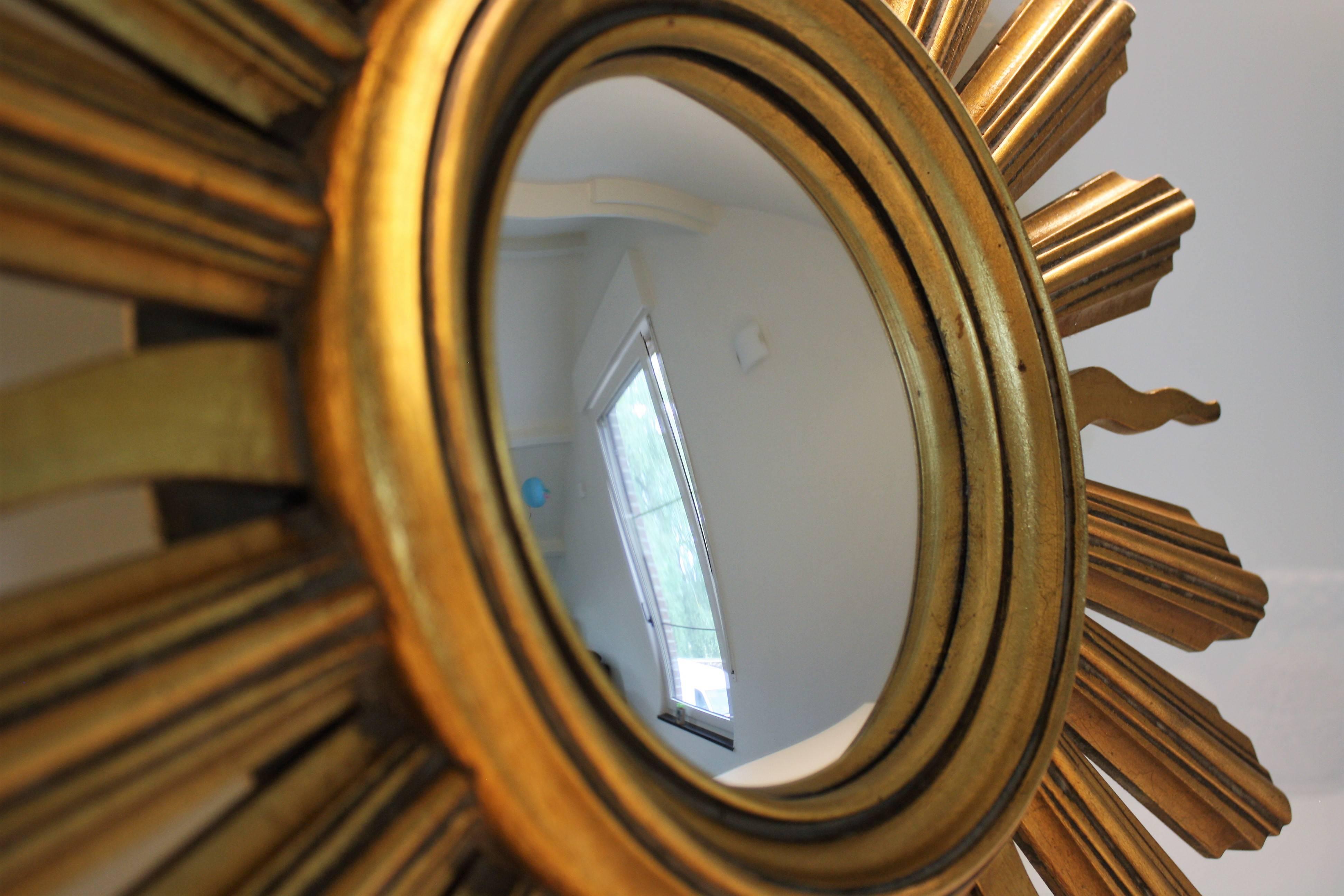 Hollywood Regency Vintage Giltwood Sunburst Mirror, 1960s