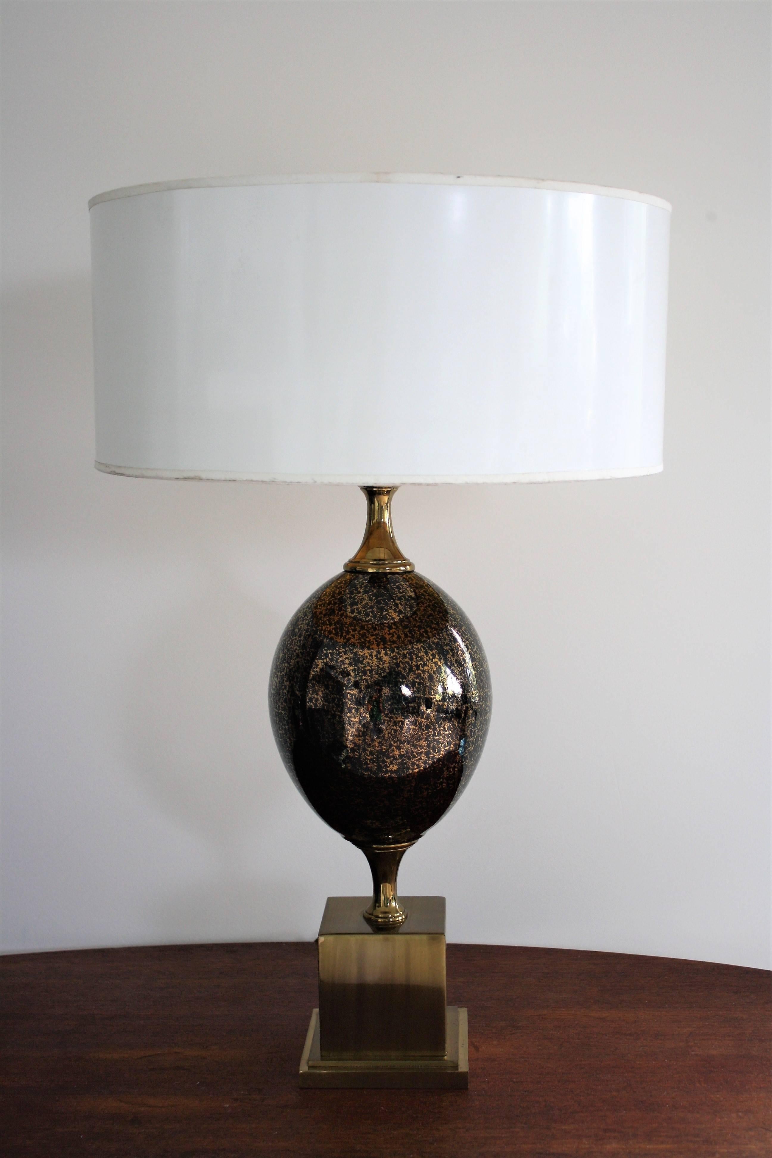 Brass Egg Table Lamp by Maison Barbier, 1970s In Excellent Condition In Sint Joris Weert, BE