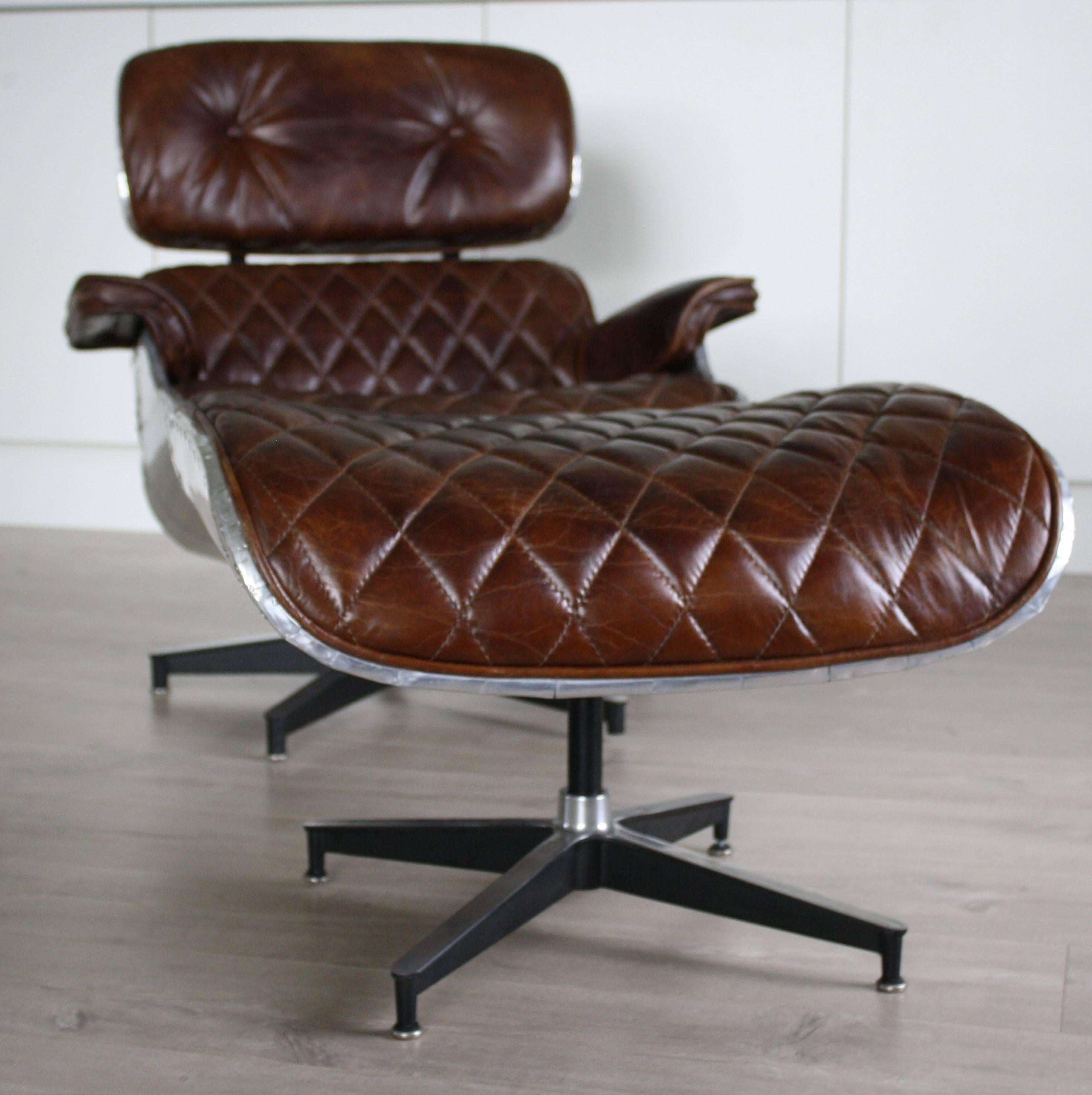 North American Eames Style Lounge Chair and Ottoman Aviator Style For Sale