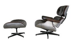 Eames Style Lounge Chair and Ottoman Aviator Style