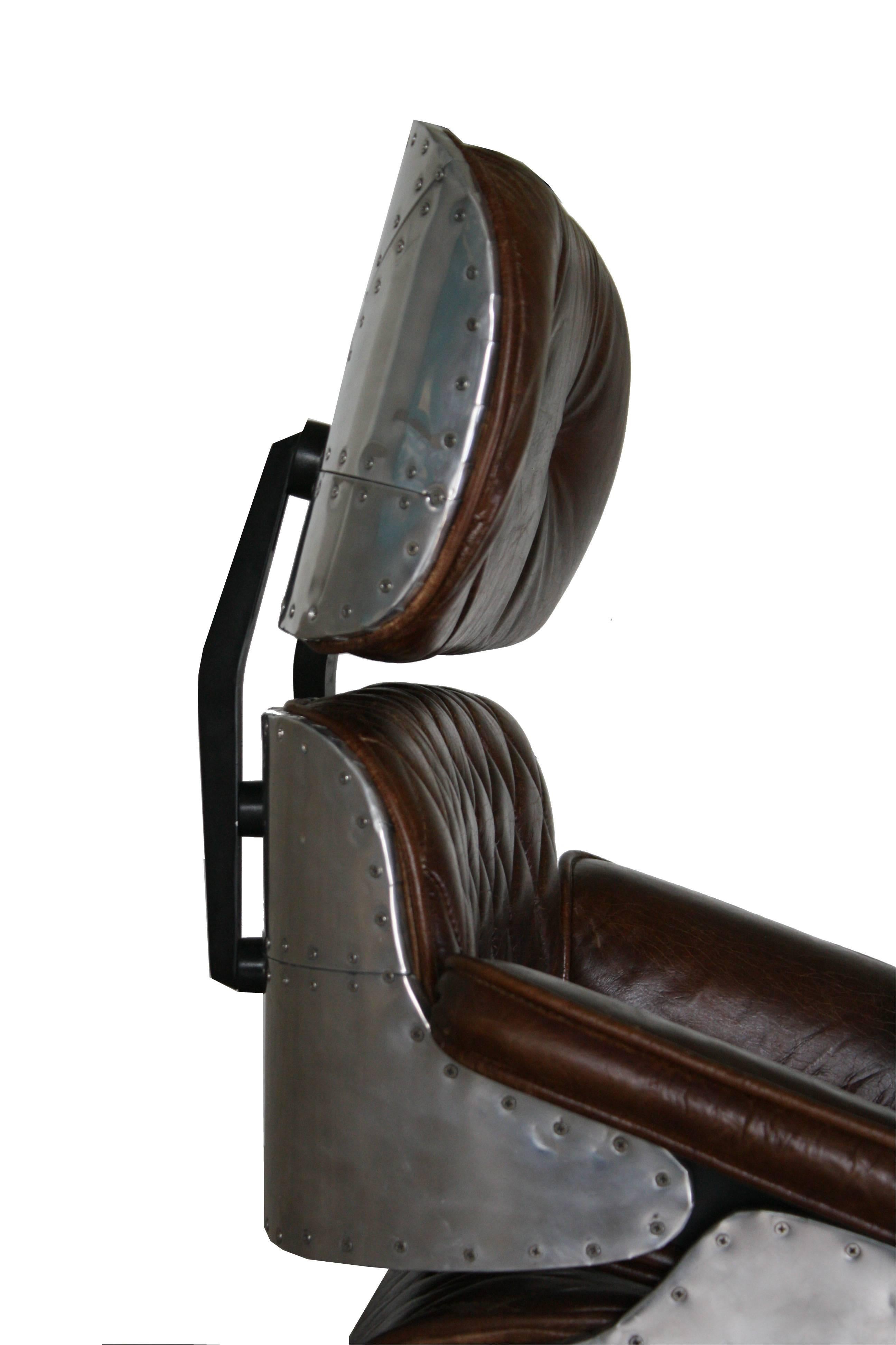 Contemporary Eames Style Lounge Chair and Ottoman Aviator Style For Sale