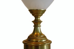 Brass and Opaline Pineapple Leaf Table Lamp, 1970s