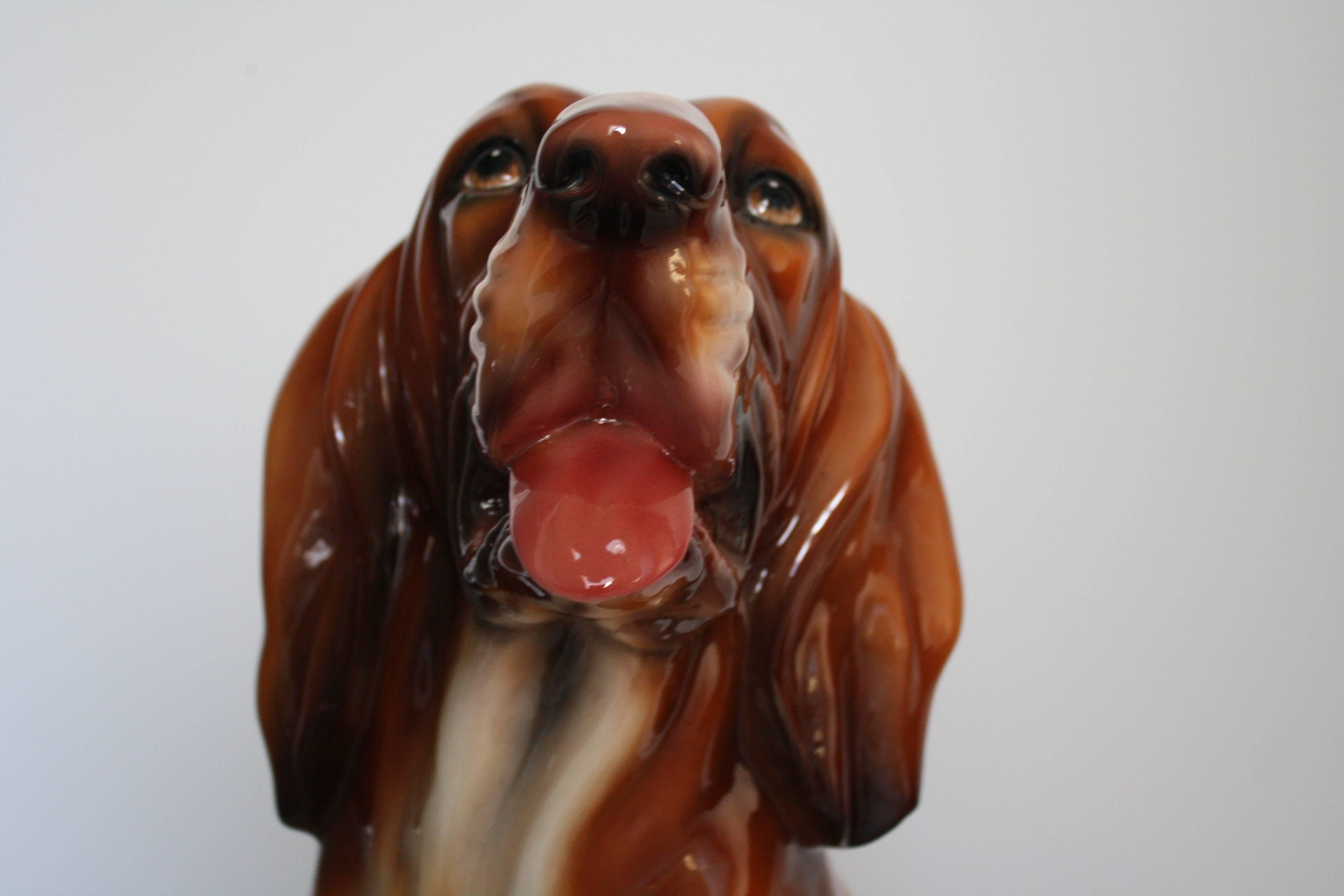 Late 20th Century Life-Sized Ceramic Dog Sculpture, Italy, 1970s For Sale