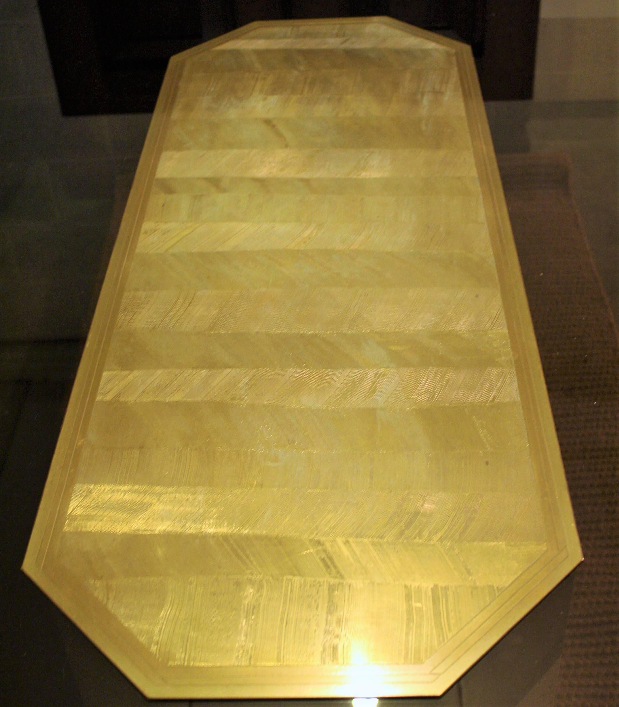 Exceptional Etched Brass Art Table by Roger Van Hevel In Good Condition For Sale In Sint Joris Weert, BE