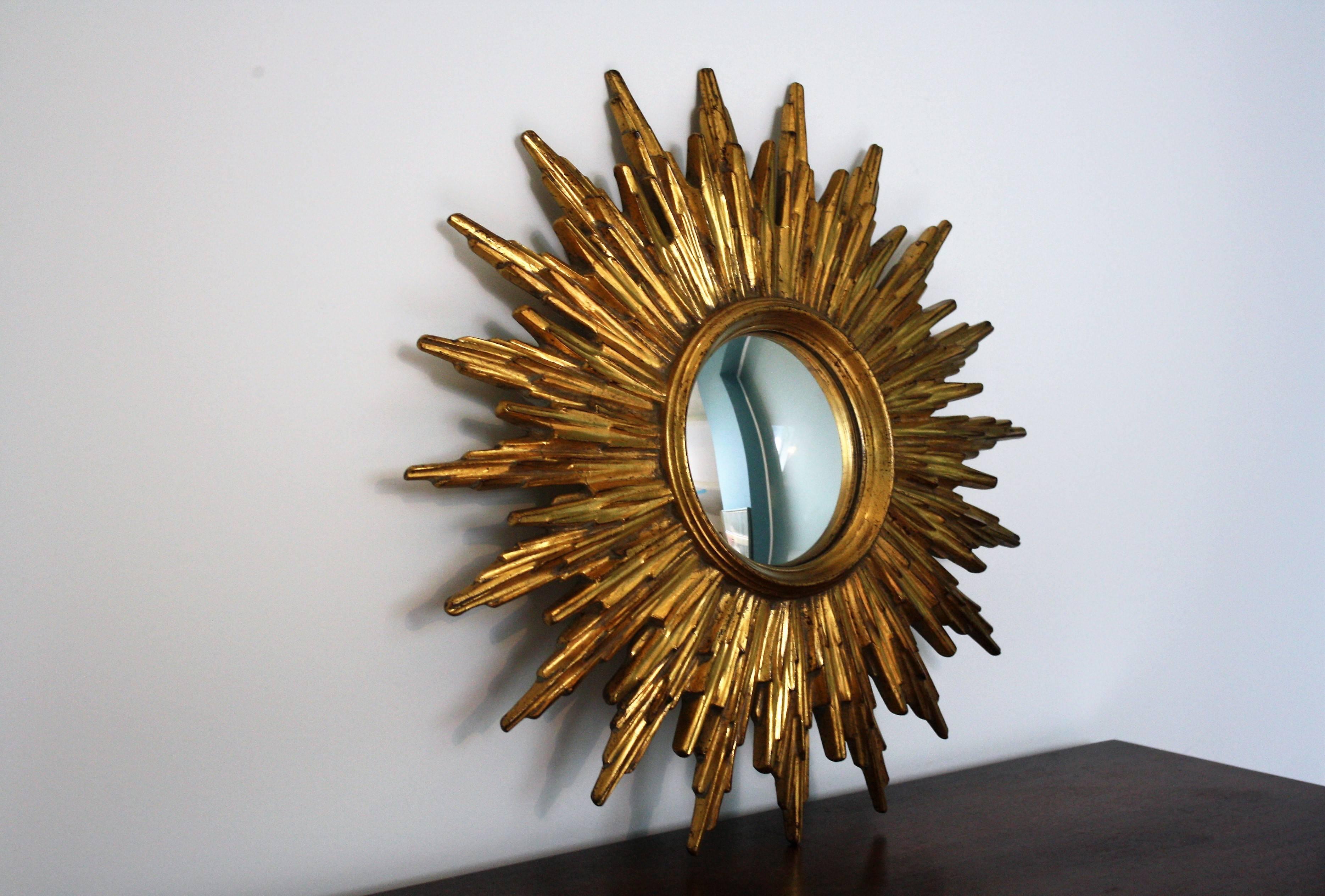 Hollywood Regency Vintage Golden Sunburst Mirror, 1960s