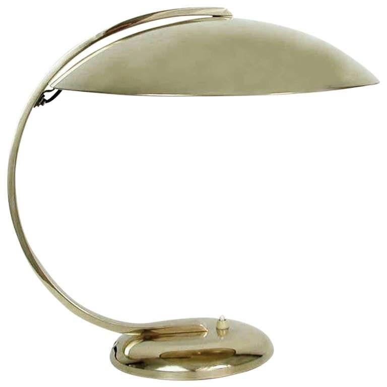 1930s Art Deco Bauhaus Hillebrand Brass Desk Lamp  For Sale