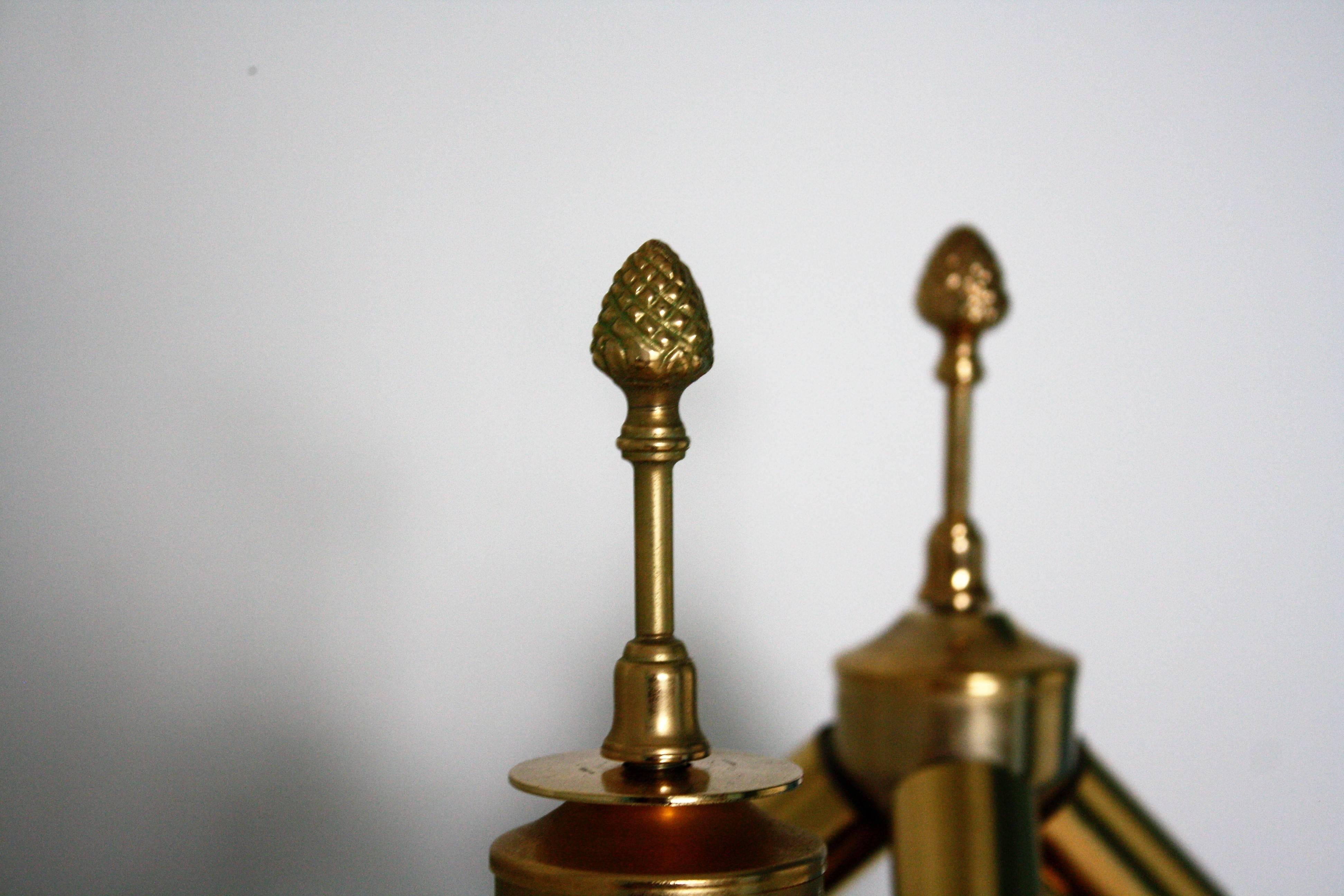 Pair of Brass Pineapple Leaf Table Lamps Attributed to Maison Charles, 1960s For Sale 1