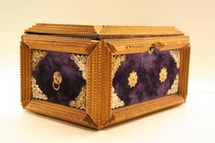 Antique Velvet Tramp Art Box, 1920s