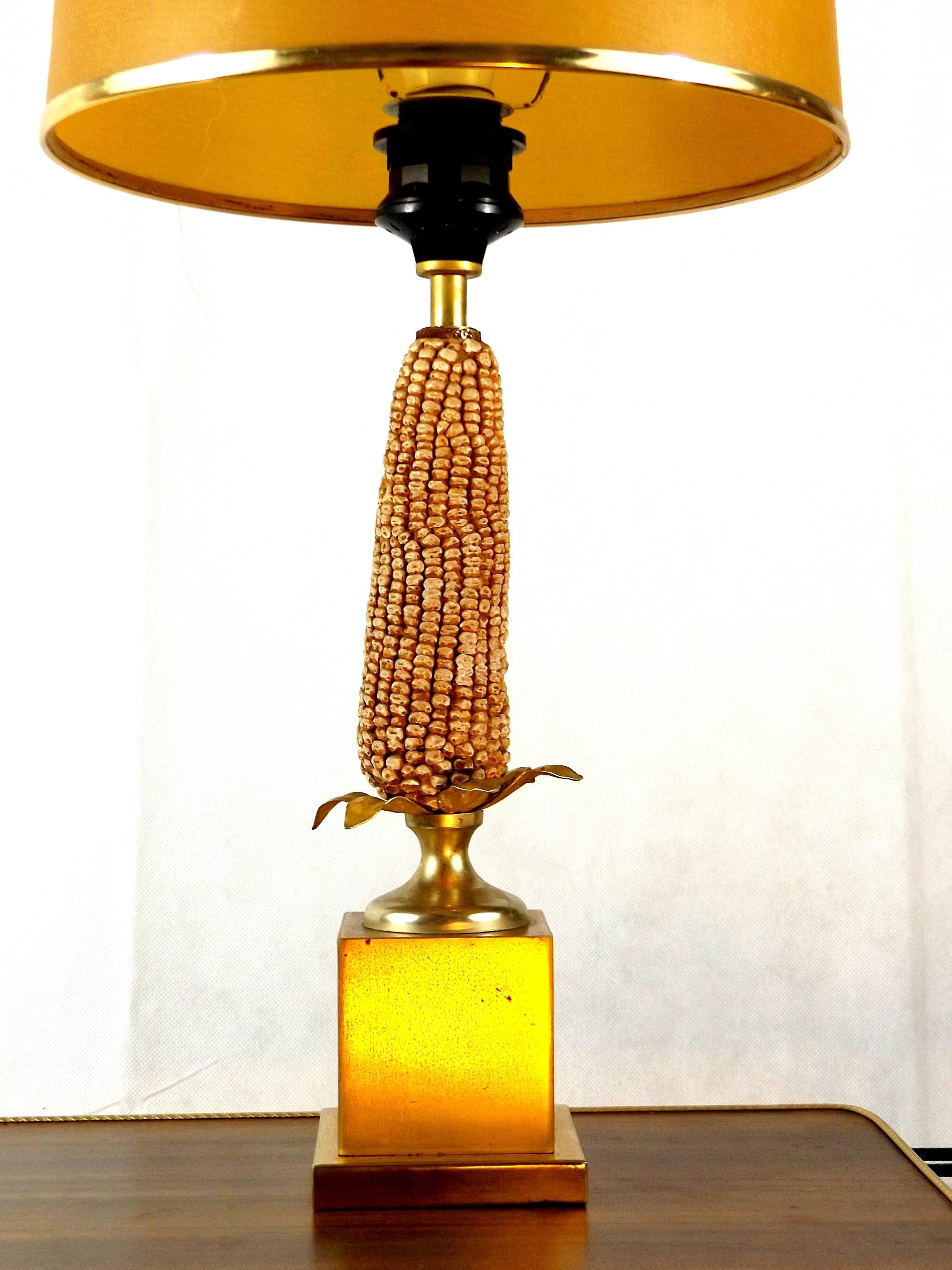 French Corn Lamp in the Style of Maison Charles, 1960, France In Good Condition For Sale In Sint Joris Weert, BE