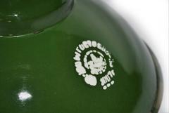 Pair of Small Green Enamel Pendant Lights, 1950s