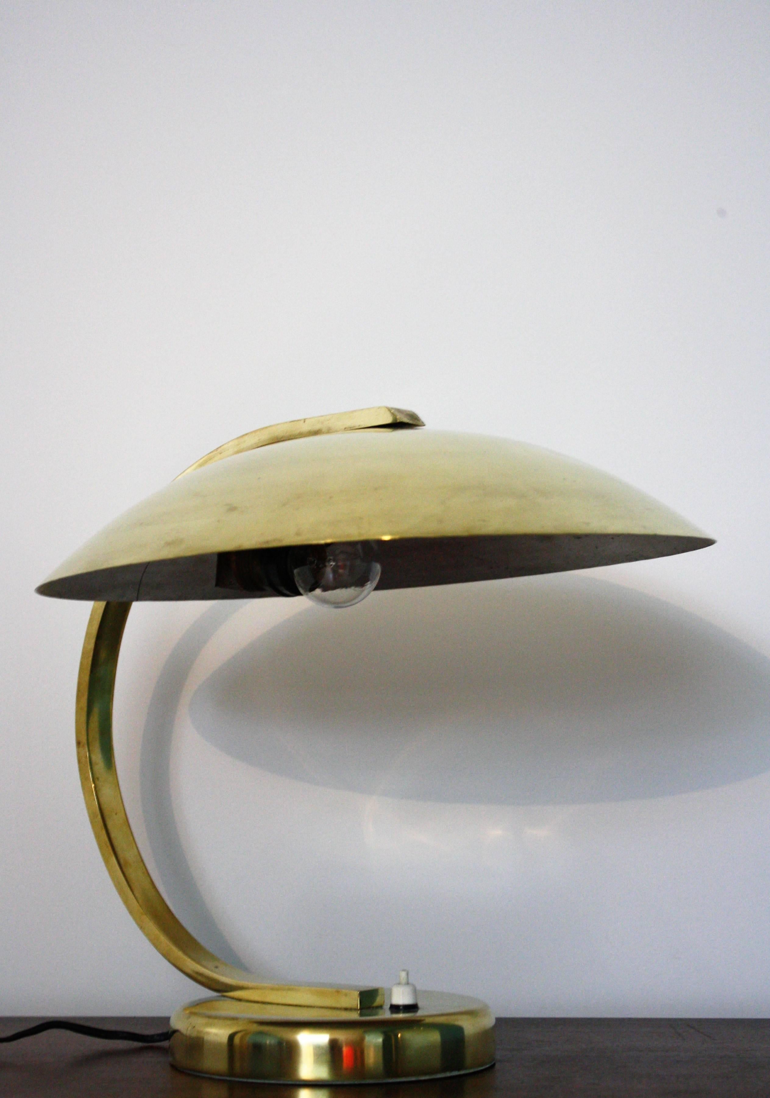 German 1930s Art Deco Bauhaus Hillebrand Brass Desk Lamp  For Sale