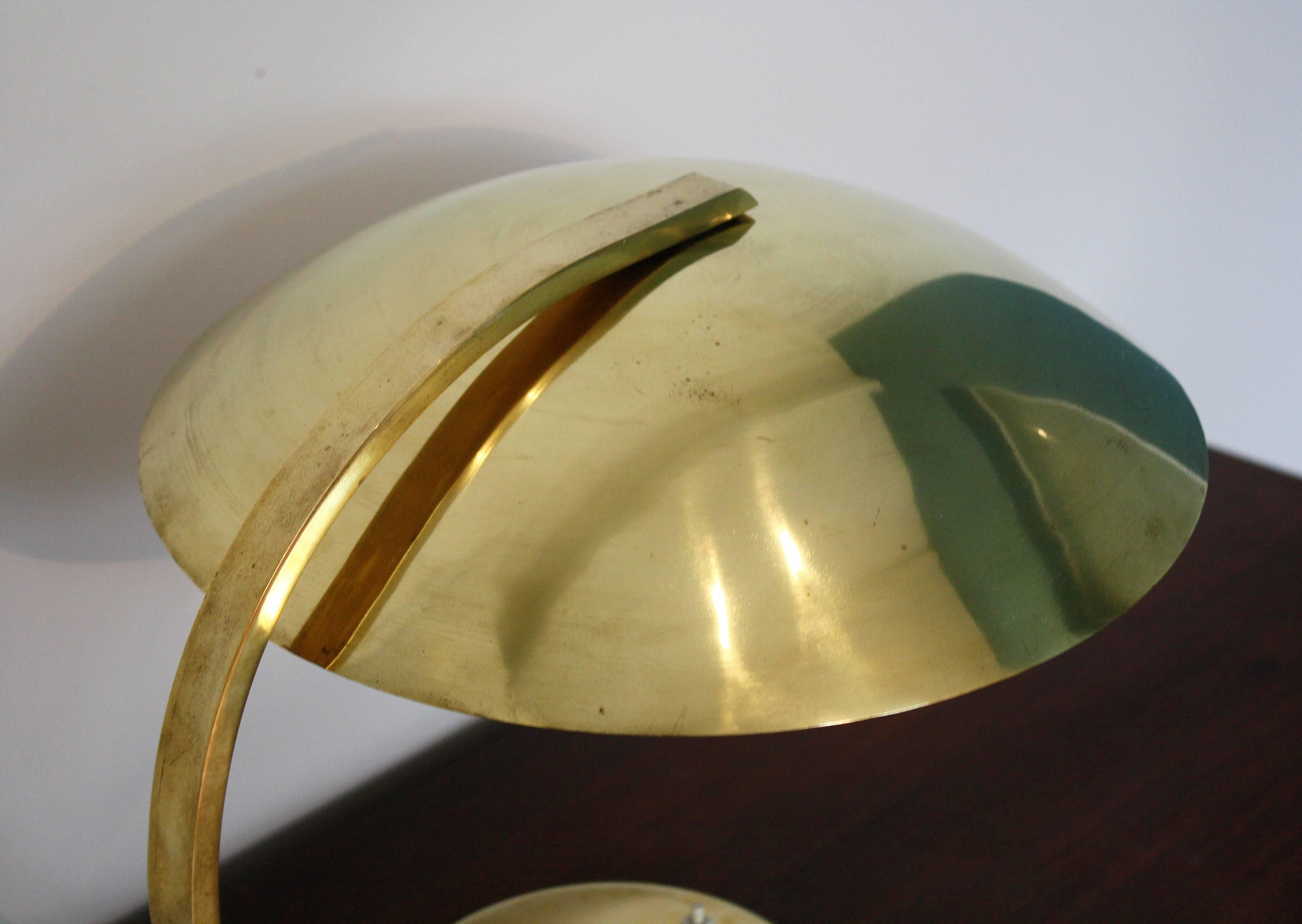 1930s Art Deco Bauhaus Hillebrand Brass Desk Lamp  In Good Condition For Sale In Sint Joris Weert, BE