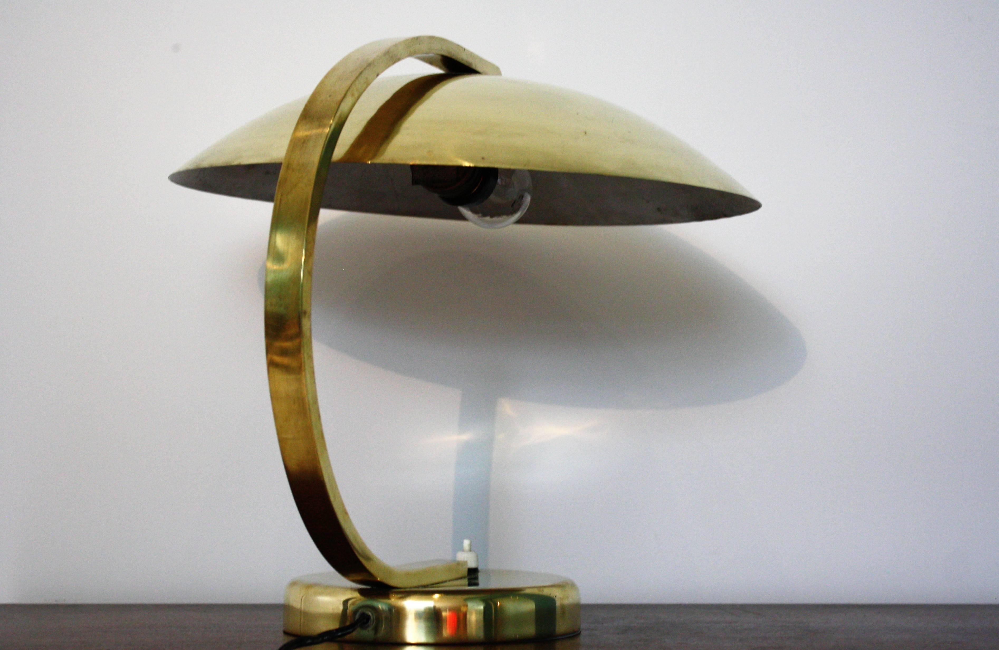 Mid-20th Century 1930s Art Deco Bauhaus Hillebrand Brass Desk Lamp  For Sale