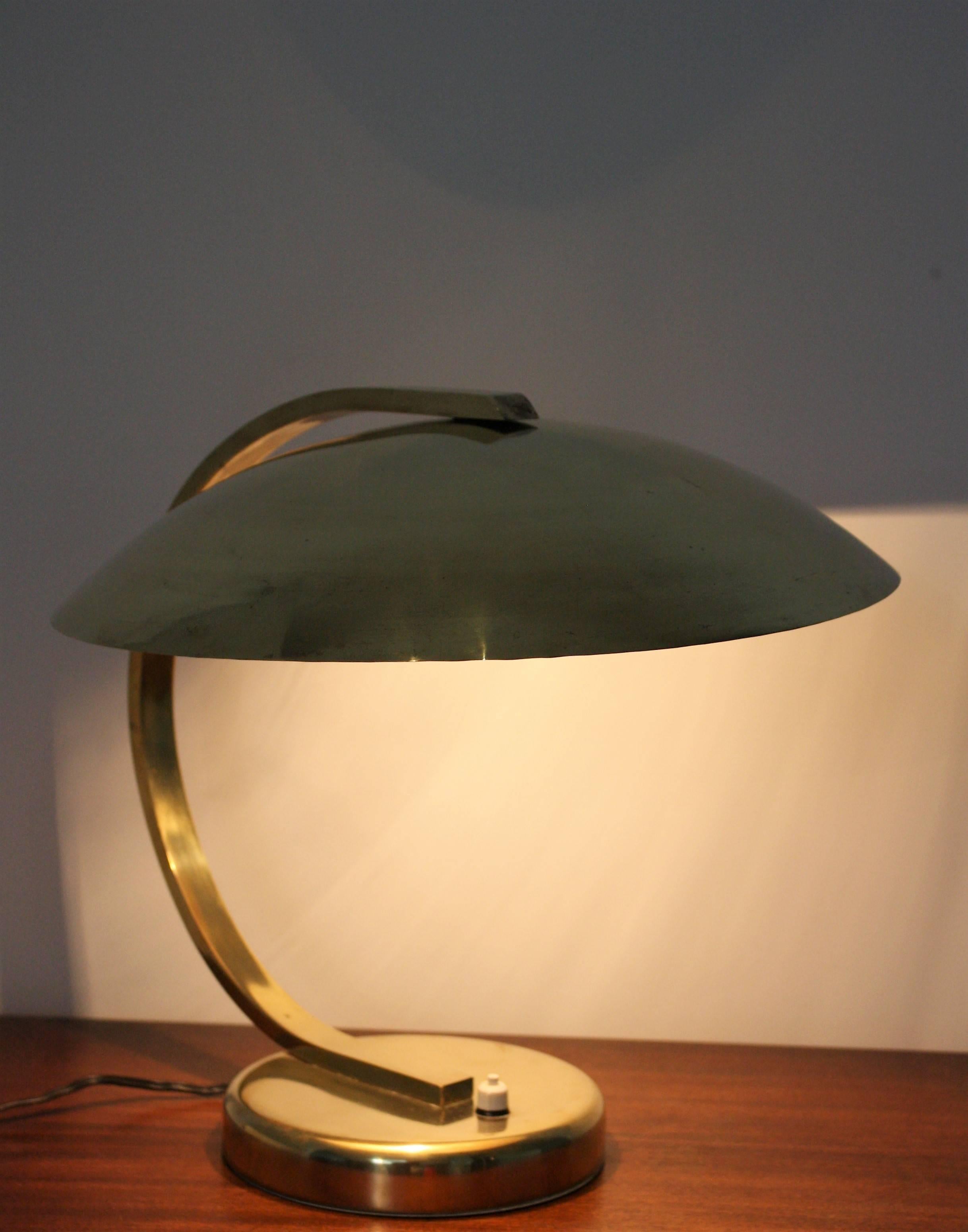 1930s Art Deco Bauhaus Hillebrand Brass Desk Lamp  For Sale 1