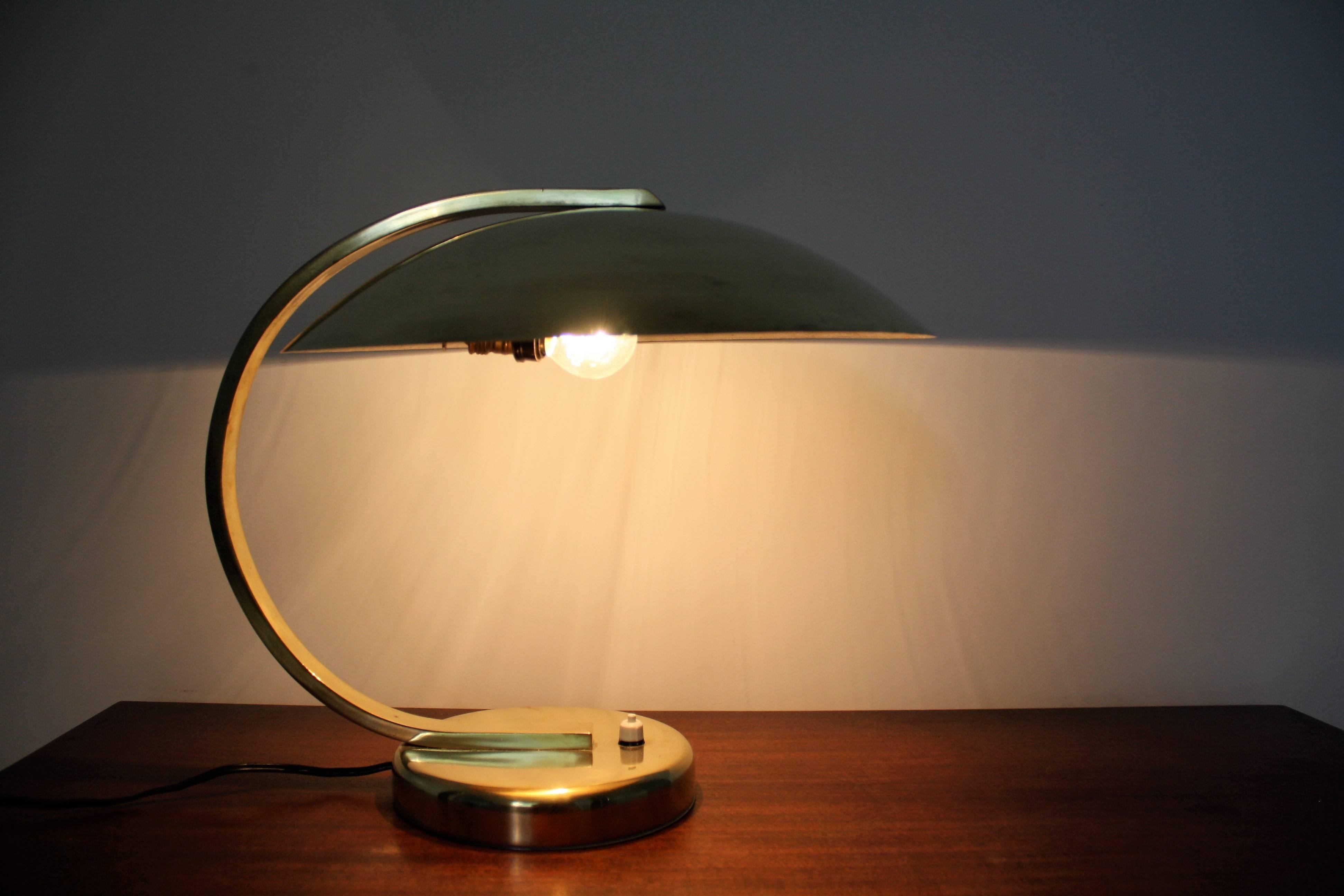 1930s Art Deco Bauhaus Hillebrand Brass Desk Lamp  For Sale 2