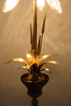 Brass Gold Leaf Regency Floor Lamp, 1970s