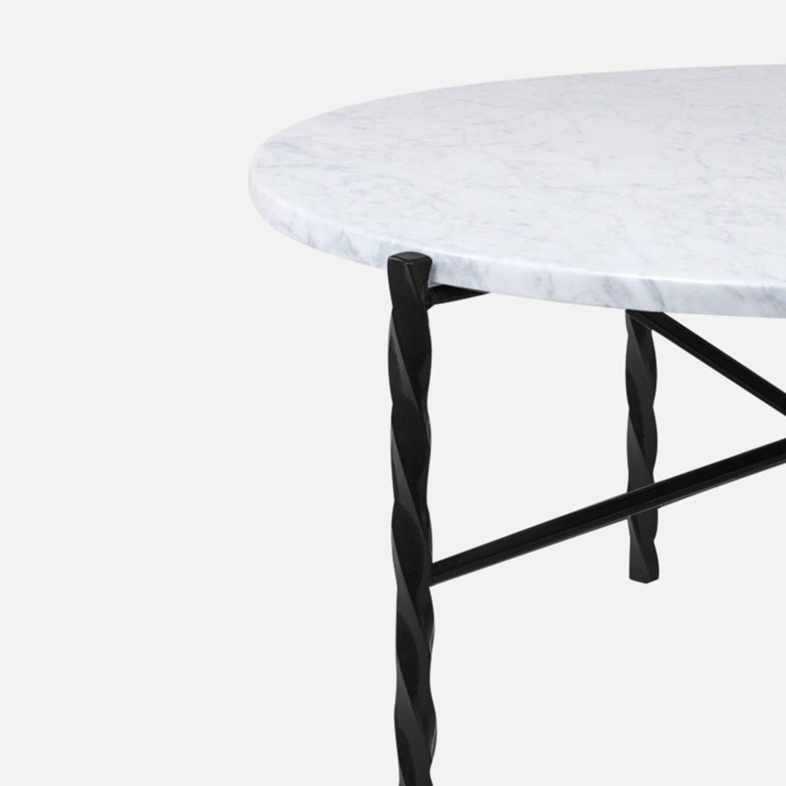 The Von Iron series consists of coffee and side tables with a distinctive twist. Inspired by traditional blacksmith crafts, twisted metal legs combine with marble or wood to create an instantly iconic line of tables. Classy, modern, and visually
