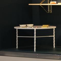 Von Iron Coffee Table from Souda, Medium, White Steel Frame, Carrara Marble Top