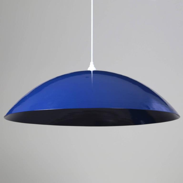 Customizable Huge Dome Pendant Lamp Dark Blue Made To Mid Century Modern Customizable Huge Dome Pendant Lamp Dark Blue Made To