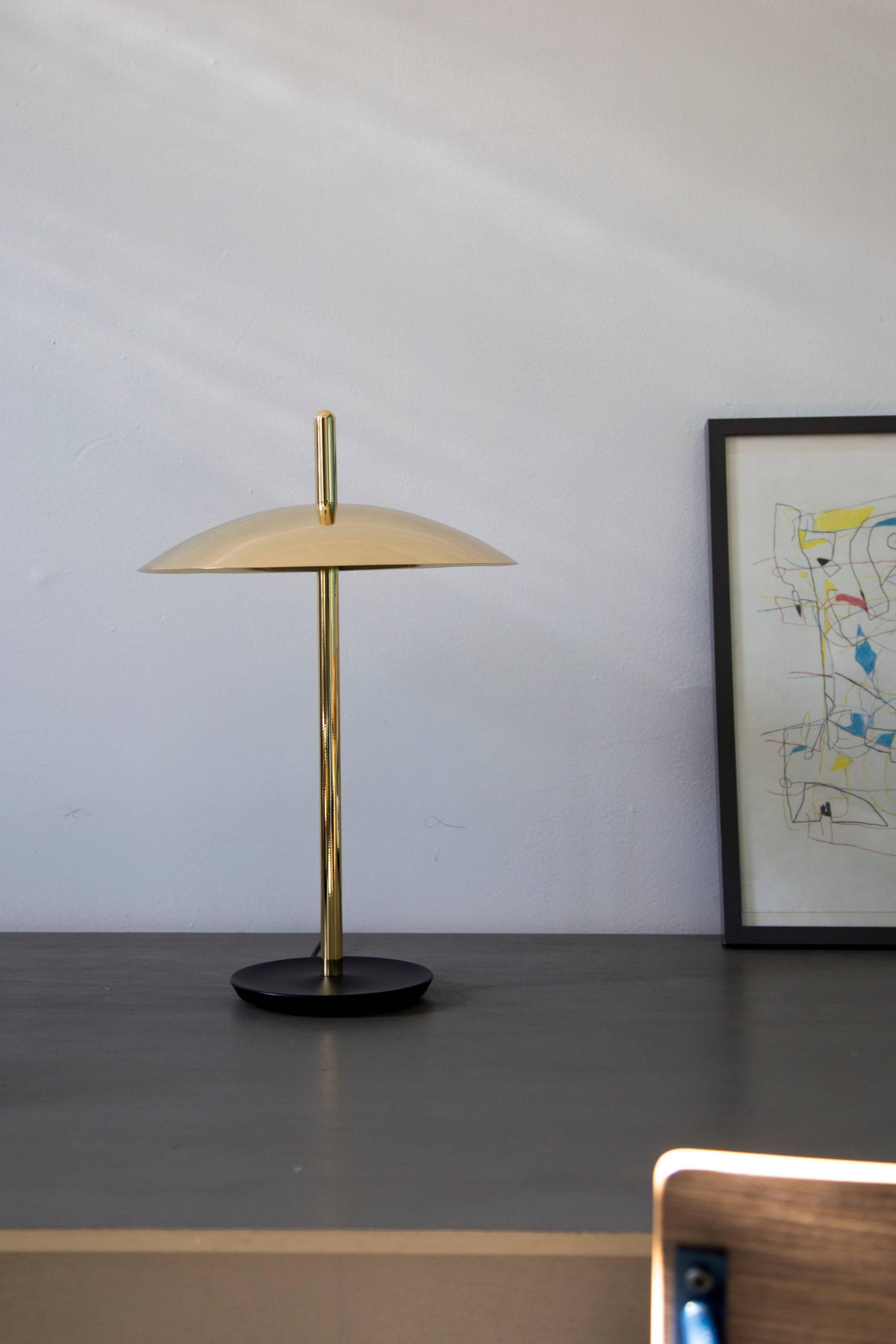 Pair of Signal Table Lights in Brass from Souda, Made to Order In New Condition For Sale In Brooklyn, NY