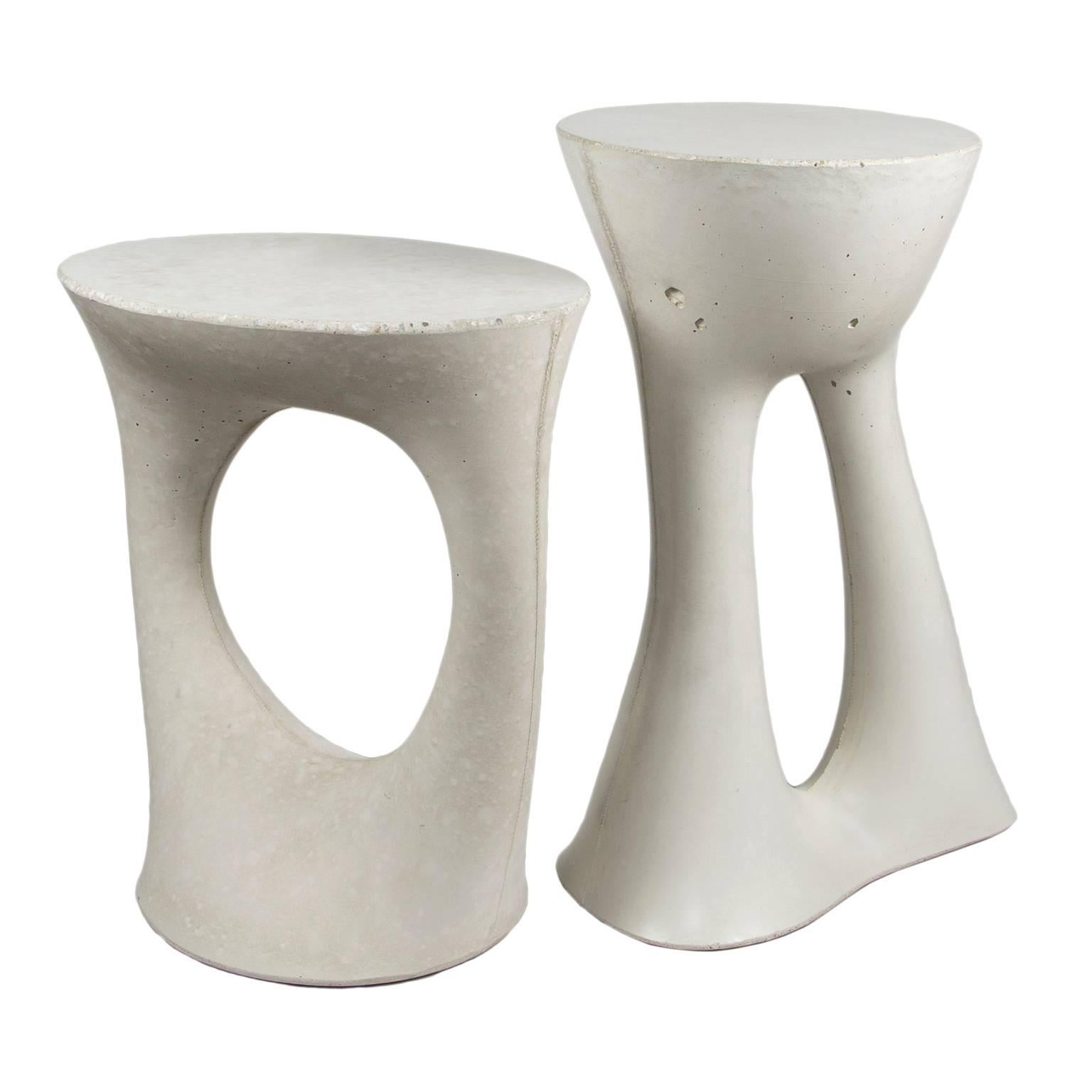 American Pair of Grey Short Kreten Side Tables from Souda, Made to Order For Sale