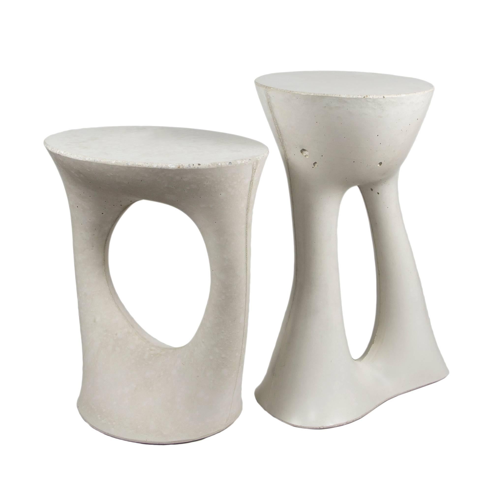 American Pair of Tall Grey Kreten Side Tables from Souda, Made to Order For Sale