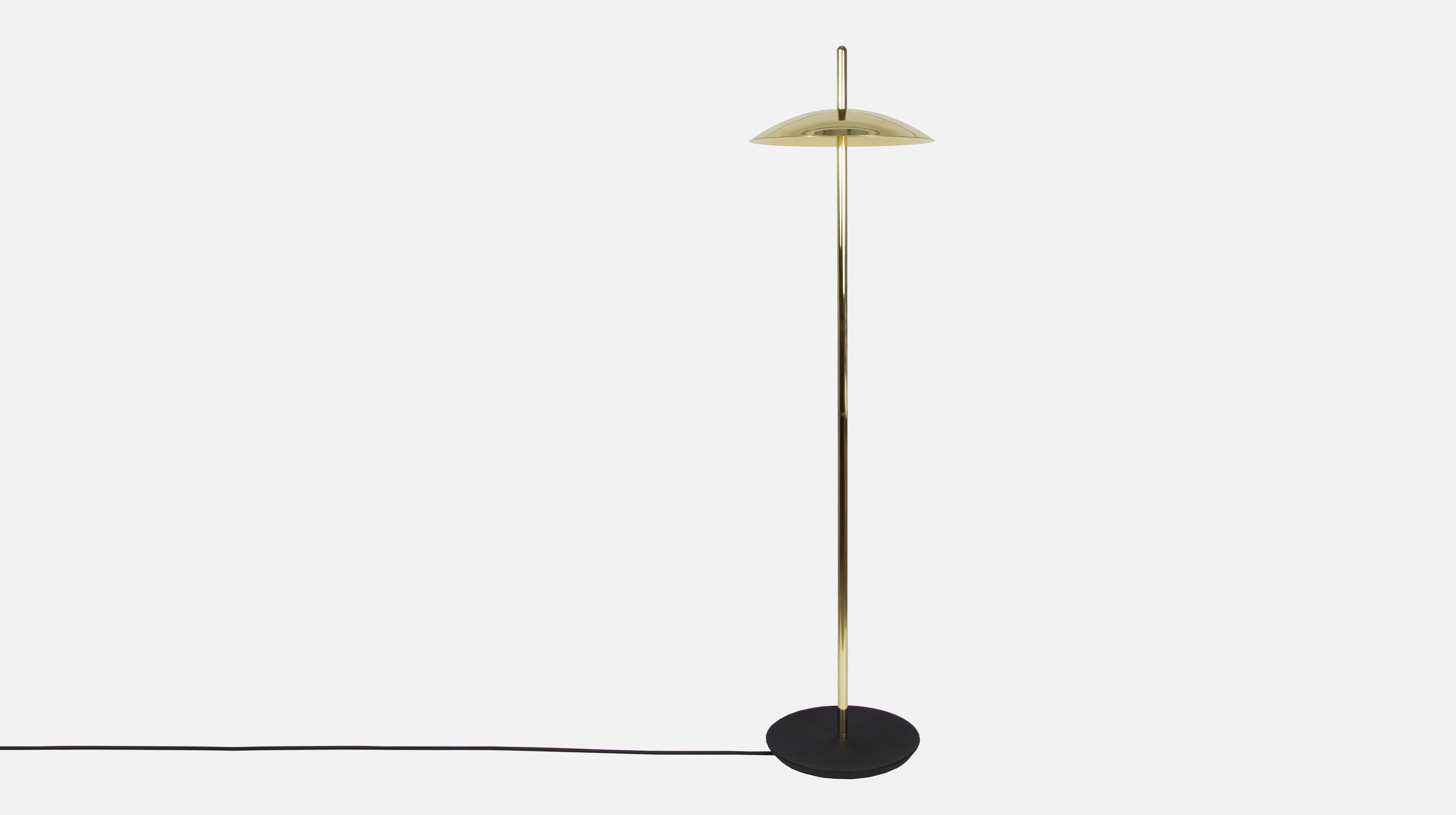 Spun Black X Brass Signal Floor Lamp from Souda, Made to Order For Sale