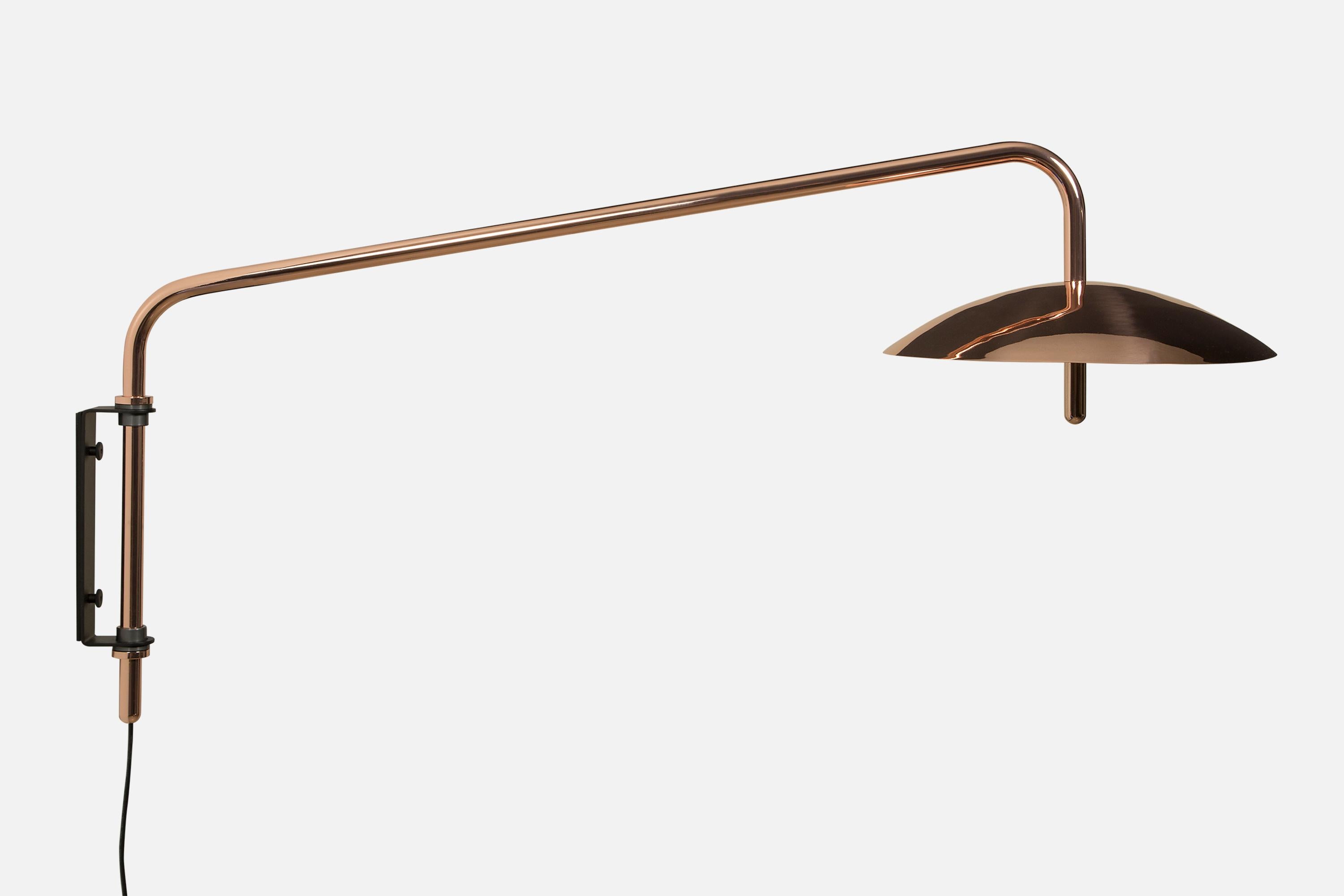 Contemporary Signal Arm Sconce in White X Copper, Long, by Souda, Made to Order For Sale