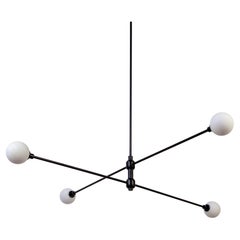 Two Tier Chandelier, Prototype, Small Glass Globes, Black, Made to Order
