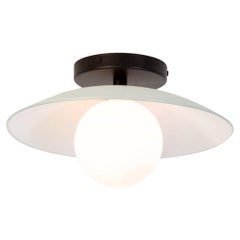 Dish Flush Mount, by Research.Lighting, Black, 5in Glass Globe, Made to order