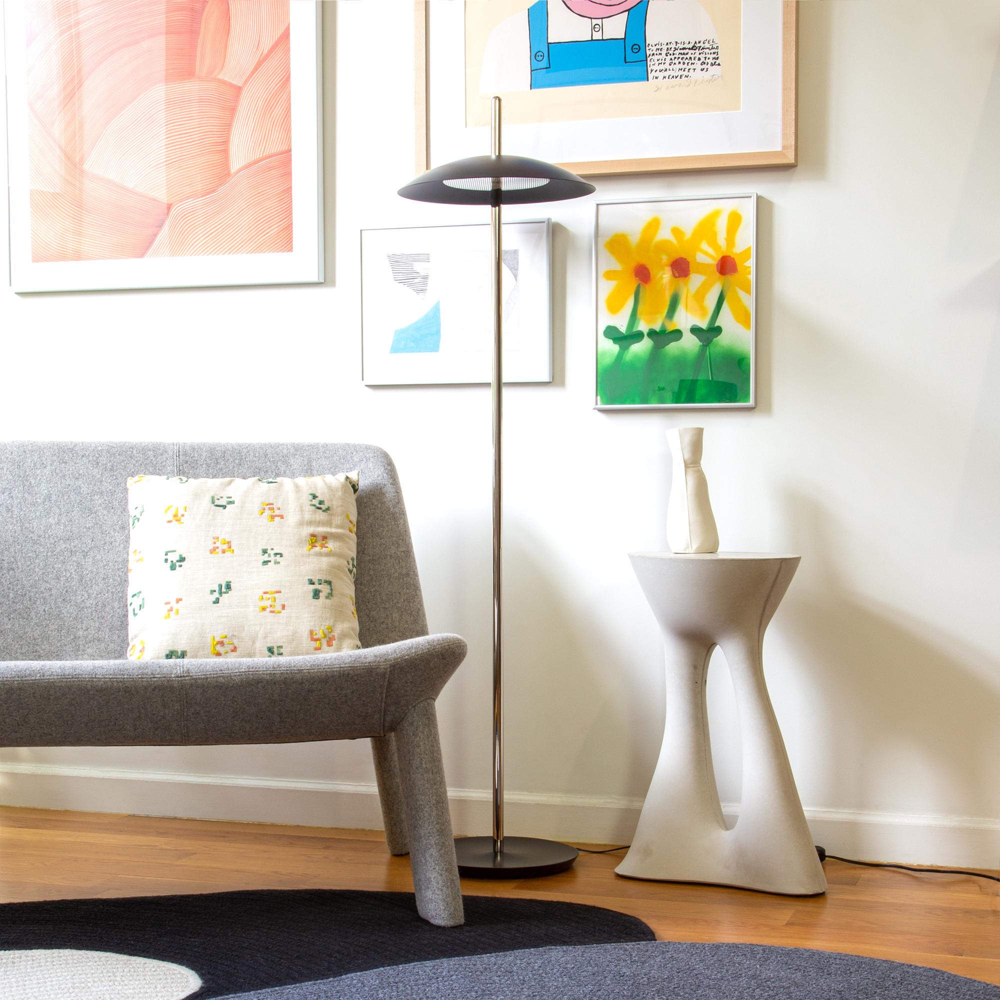 Contemporary White and Brass Signal Floor Lamp from Souda, In Stock For Sale