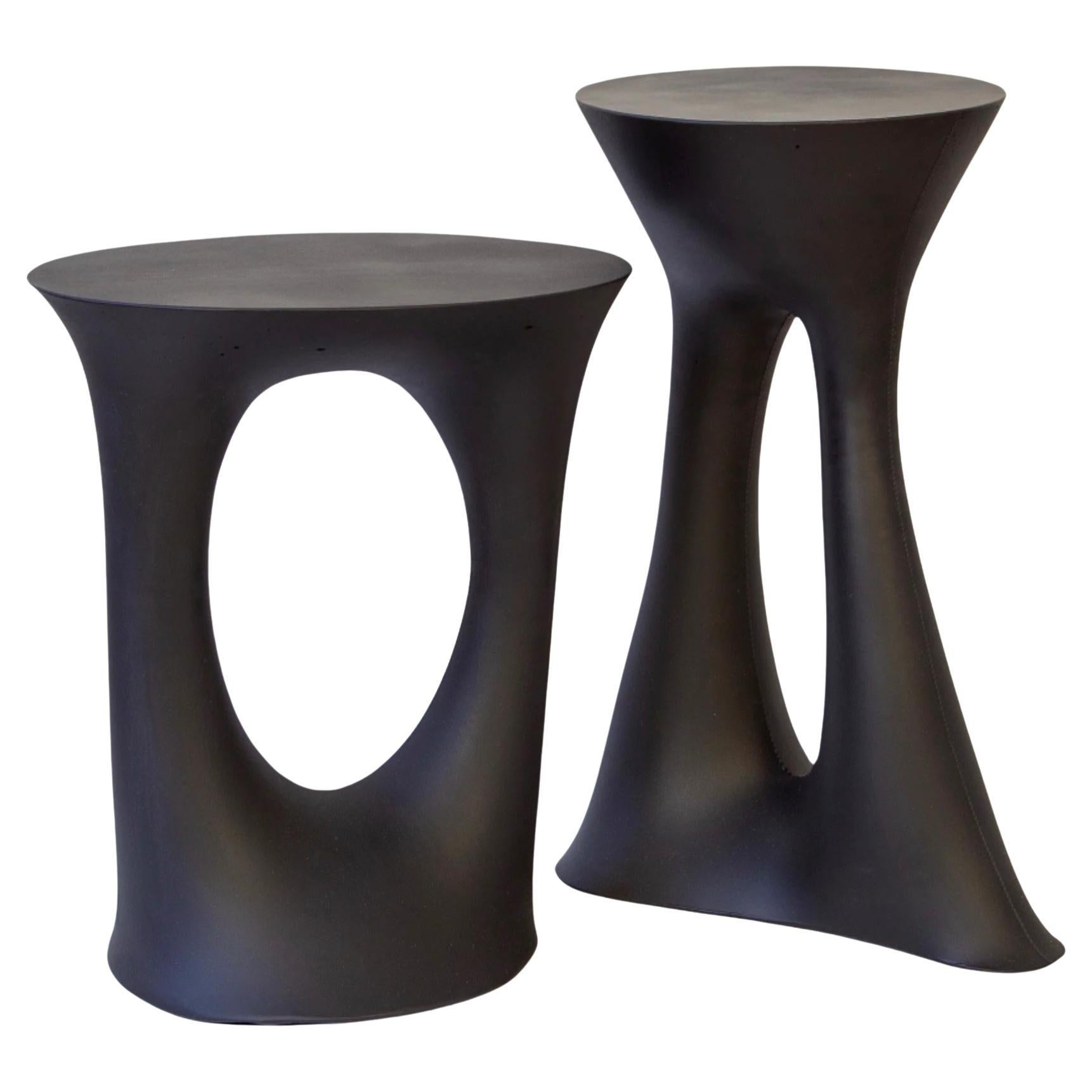 Pair of Modern Concrete Kreten Side Tables in Black from Souda, In Stock