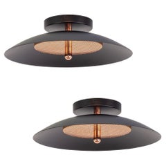 Pair of Signal Flush Mounts from Souda, Black and Copper, In Stock