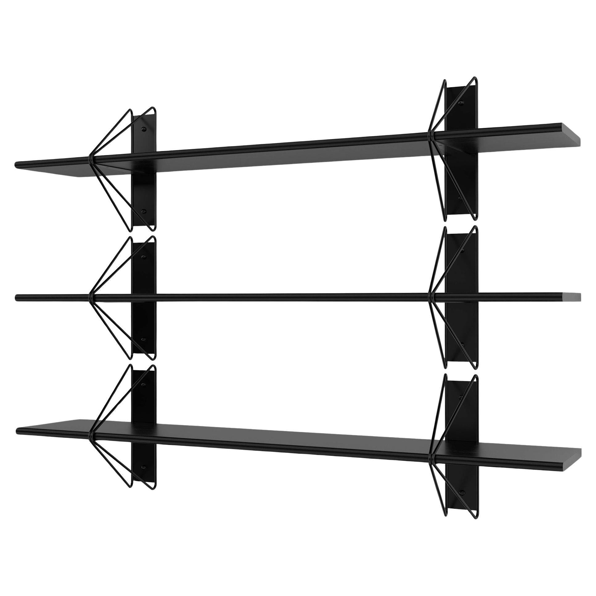 Set of 3 Strut Shelves from Souda, 52in, Black Brackets and Shelves, In Stock