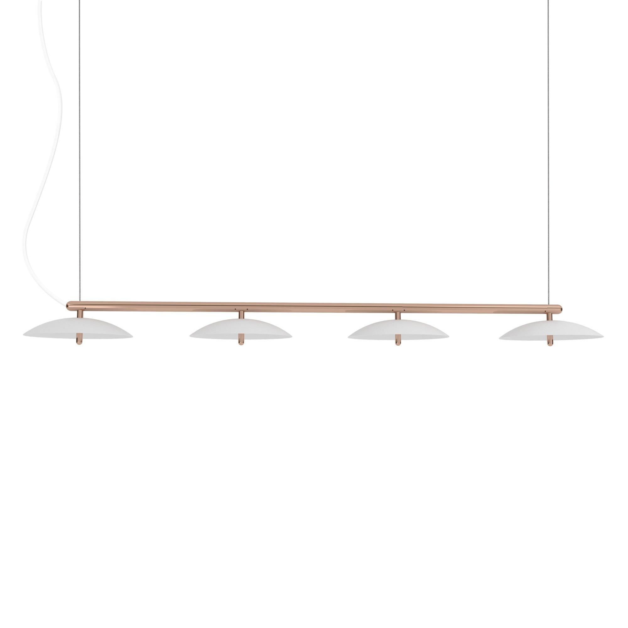 Moderne Pendentif linéaire Signal, par Souda, long, blanc et en nickel, fabriqué sur commande en vente