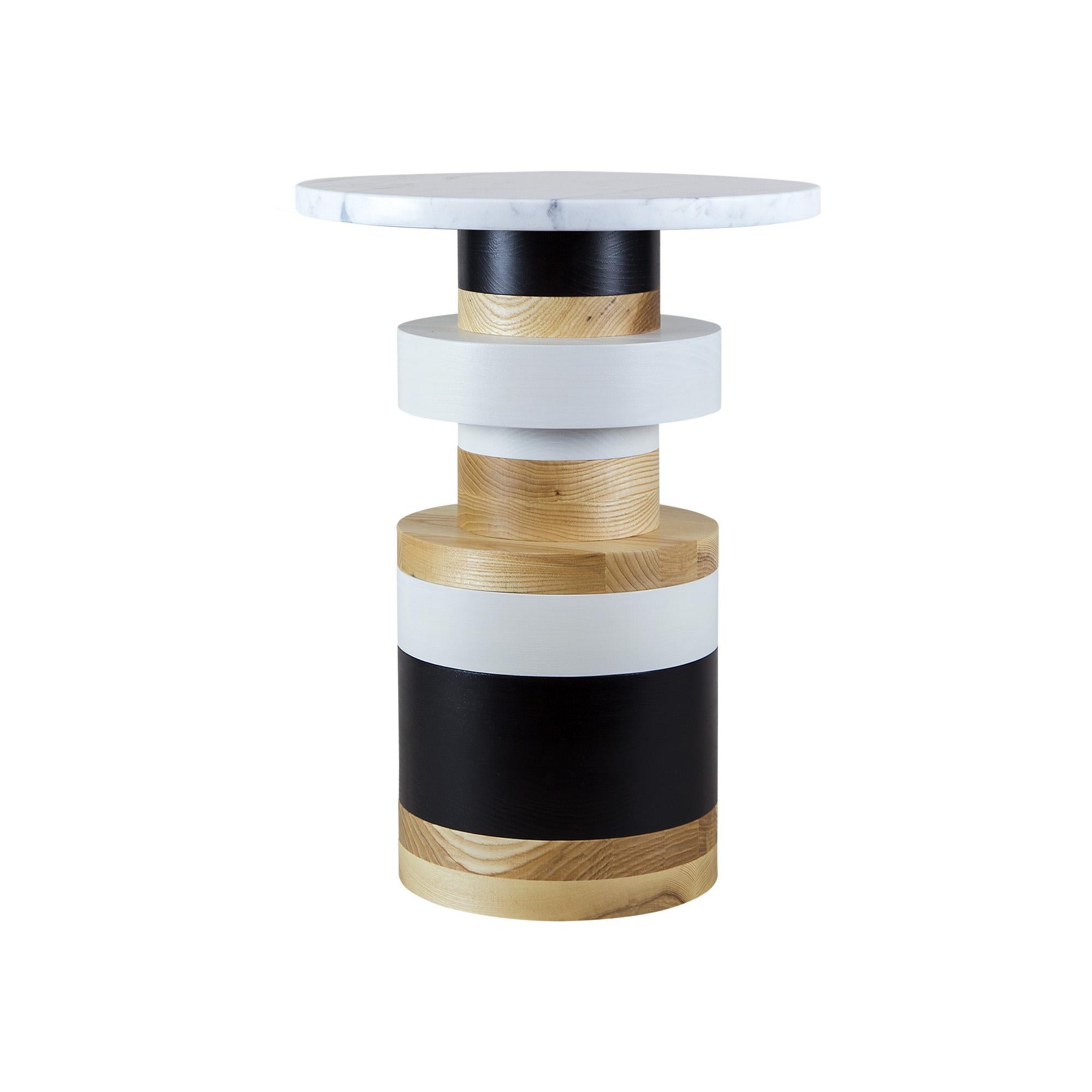 Pair of Medium Sass Side Table from Souda, Small Marble Top, Made to Order For Sale 3