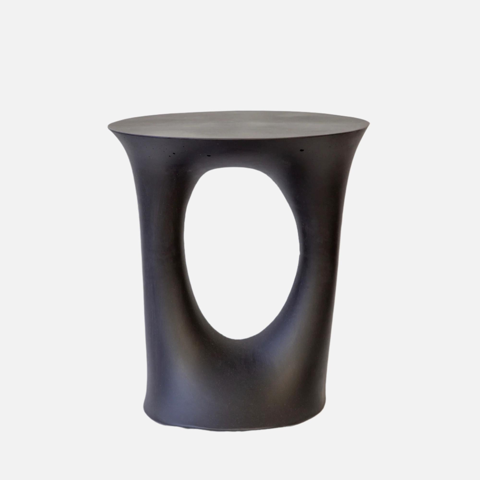 Cast Pair of Black Kreten Side Tables from Souda, Tall, Concrete, Made to Order For Sale
