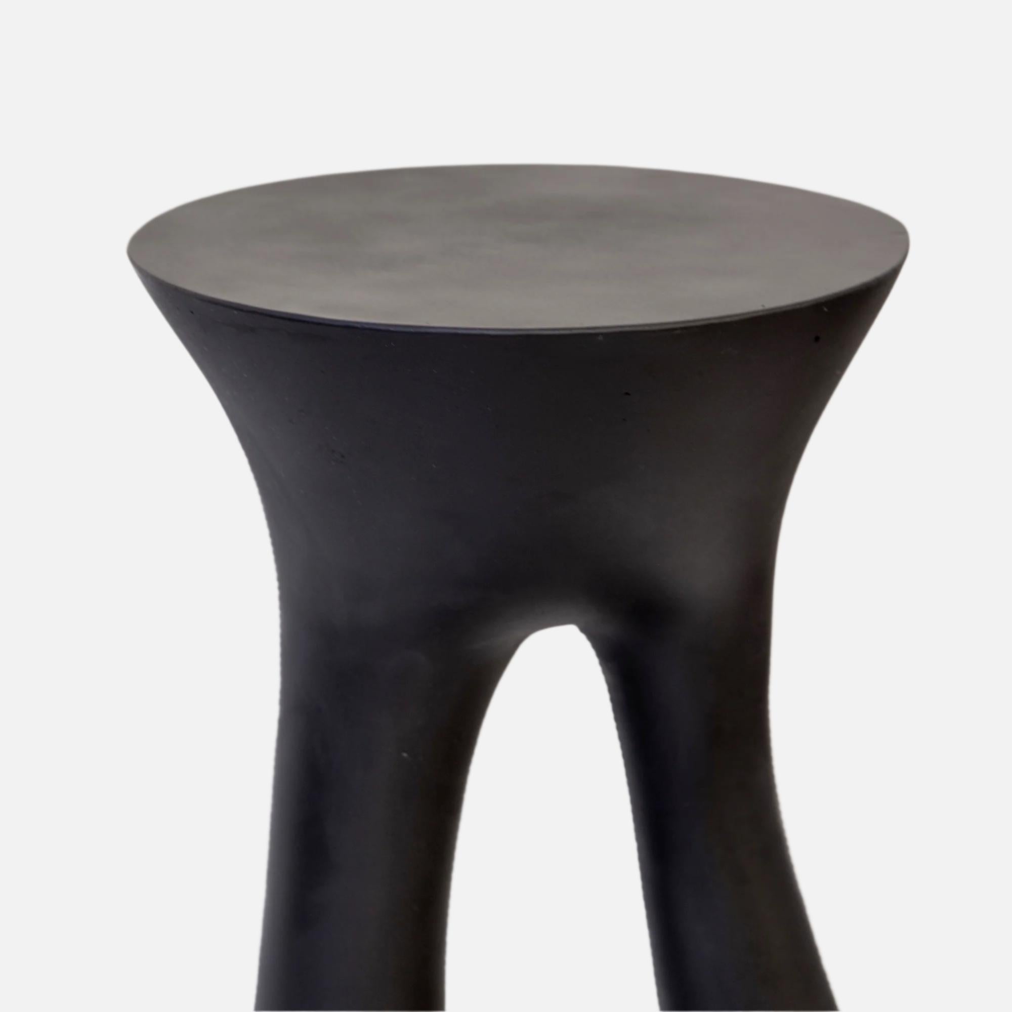 Felt Pair of Black Kreten Side Tables from Souda, Tall, Concrete, Made to Order For Sale