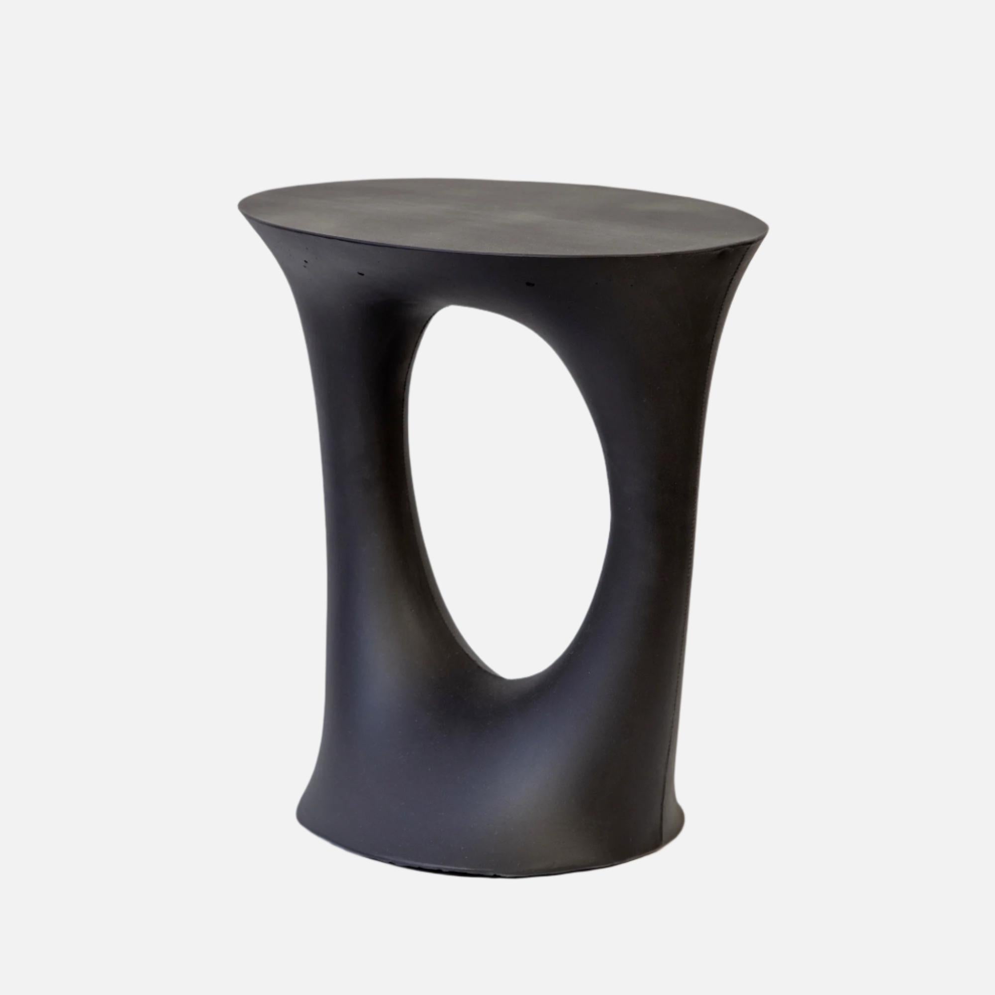 Modern Pair of Black Kreten Side Tables from Souda, Short, Concrete, Made to Order For Sale