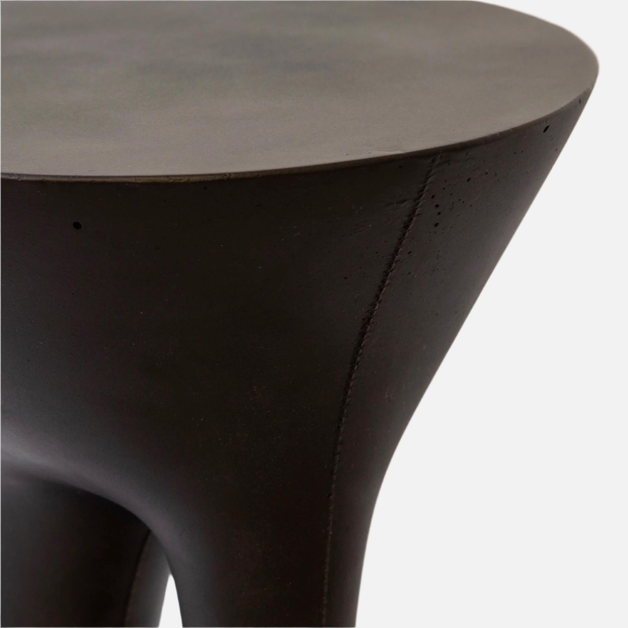 Pair of Black Kreten Side Tables from Souda, Short, Concrete, Made to Order For Sale 1