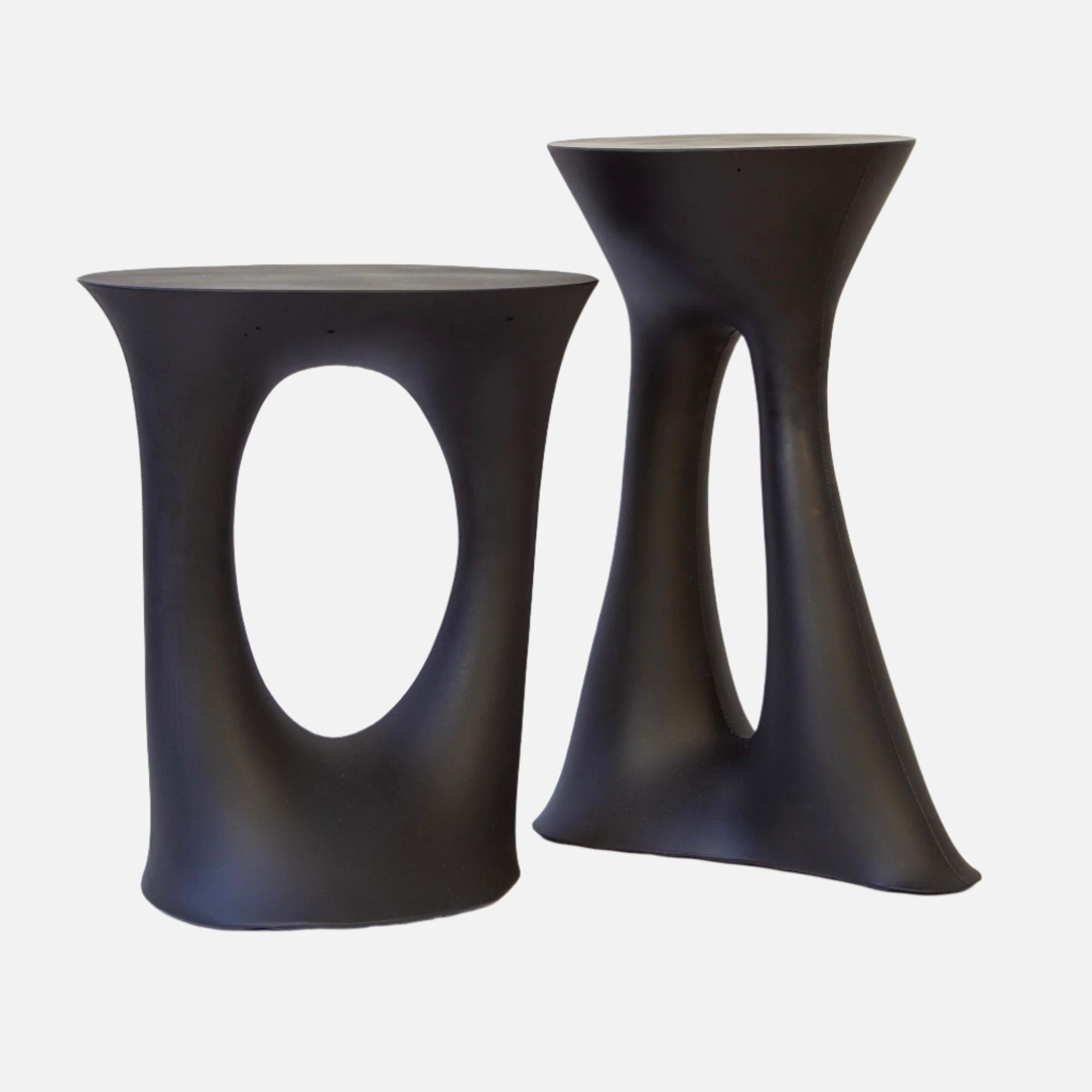 Pair of Black Kreten Side Tables from Souda, Short, Concrete, Made to Order For Sale 2
