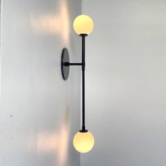 Offset T Wall Sconce Prototype, Black, Glass Globes by Research.Lighting