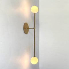 Offset T Wall Sconce Prototype, Raw Brass, Glass Globes by Research.Lighting