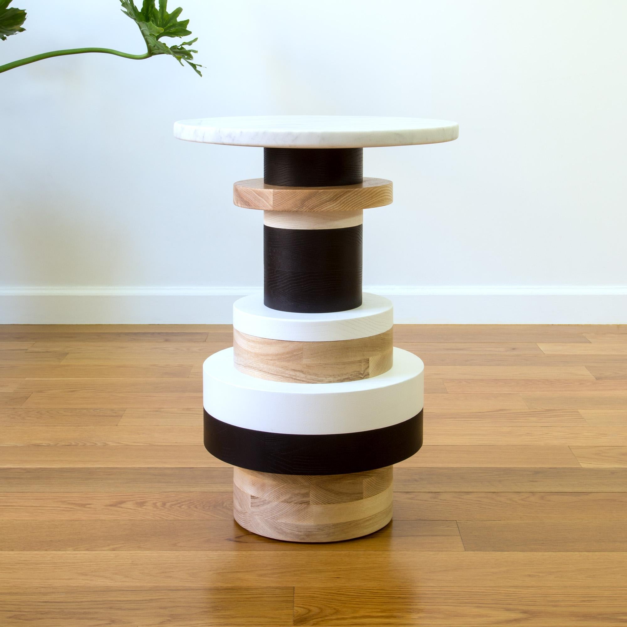 Contemporary Short Sass Side Table from Souda, Small Marble Top, Made to Order For Sale
