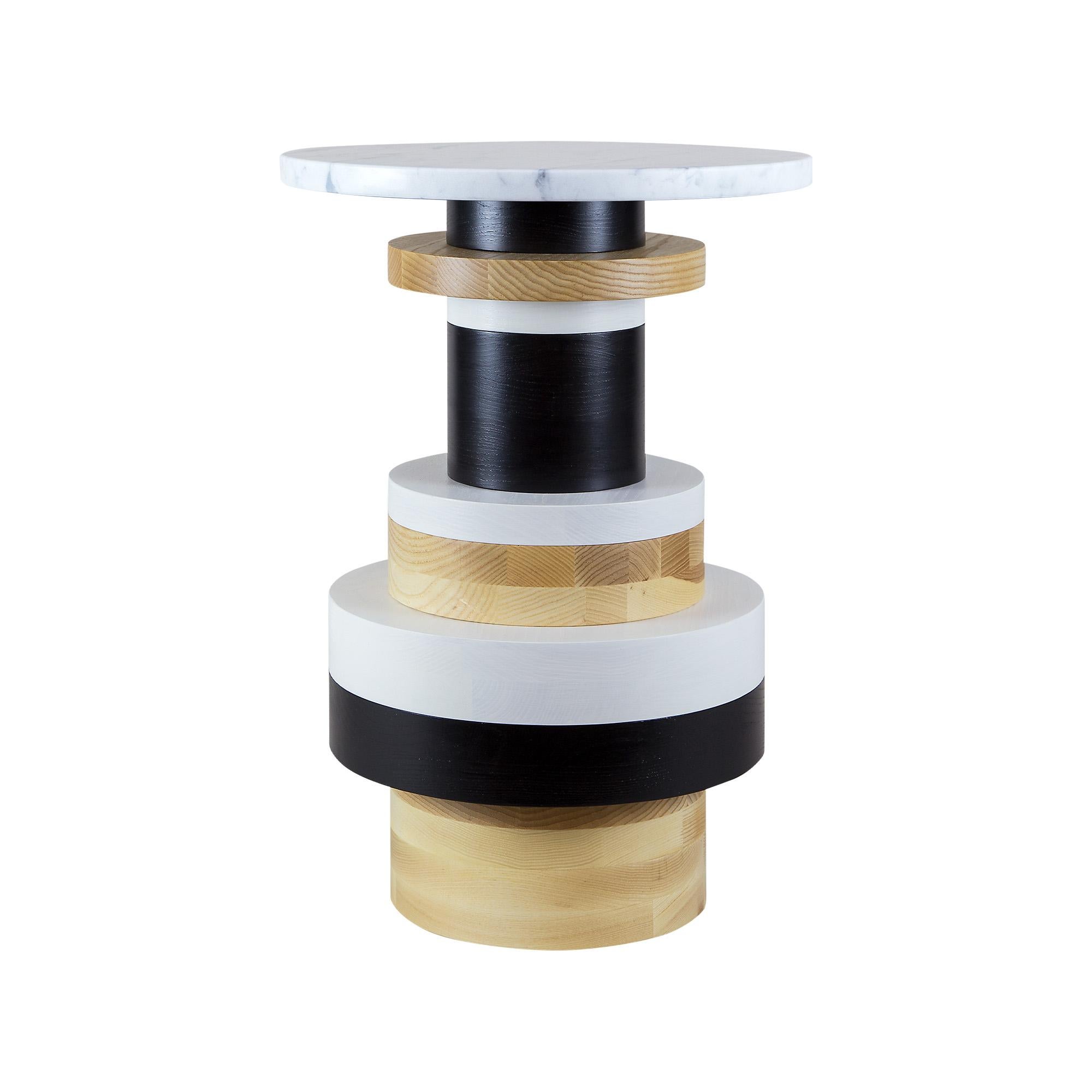 Tall Sass Side Table from Souda, Large Marble Top, Made to Order For Sale 1