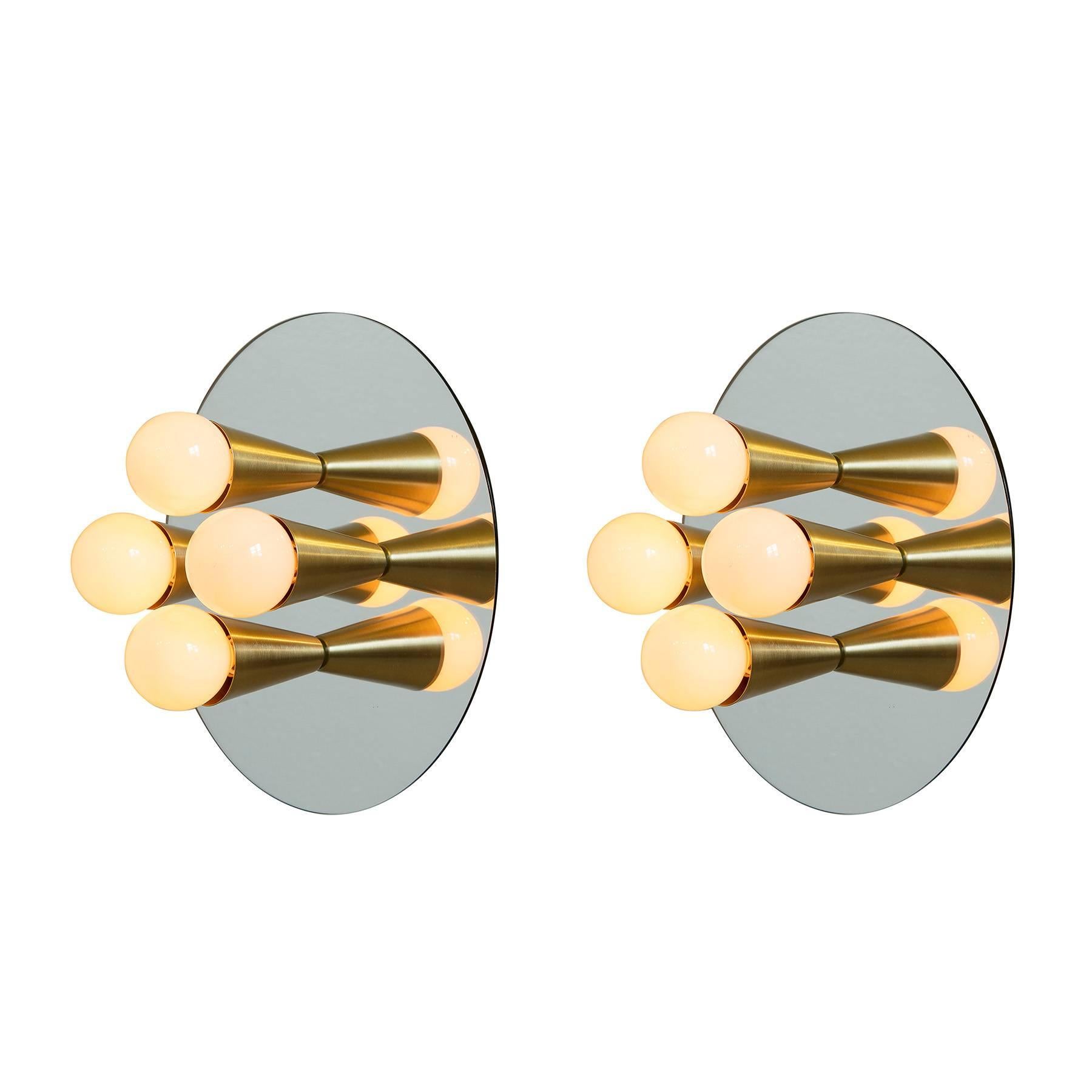 Pair of Echo Four Sconces / Flush Mount in Brass, from Souda, Made to Order